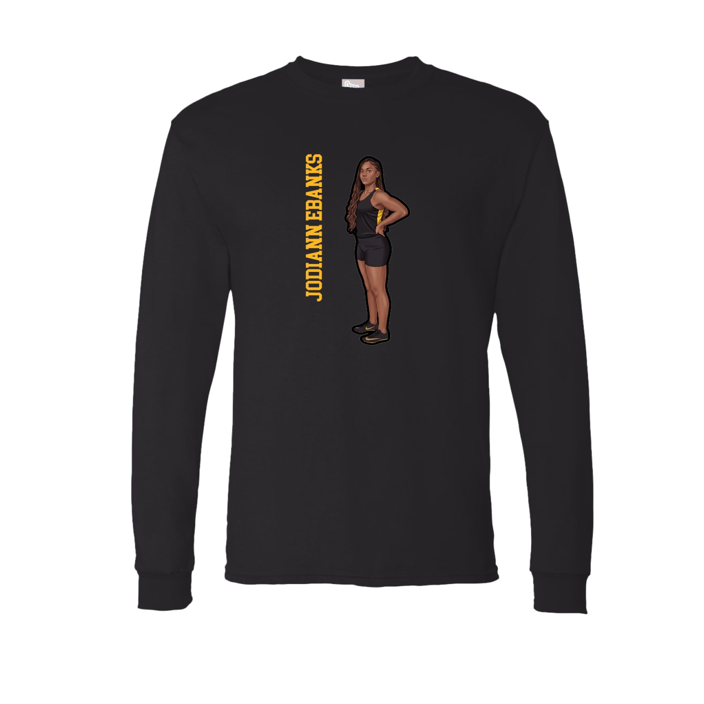 Long Sleeve Tee — Name Vertical in Black