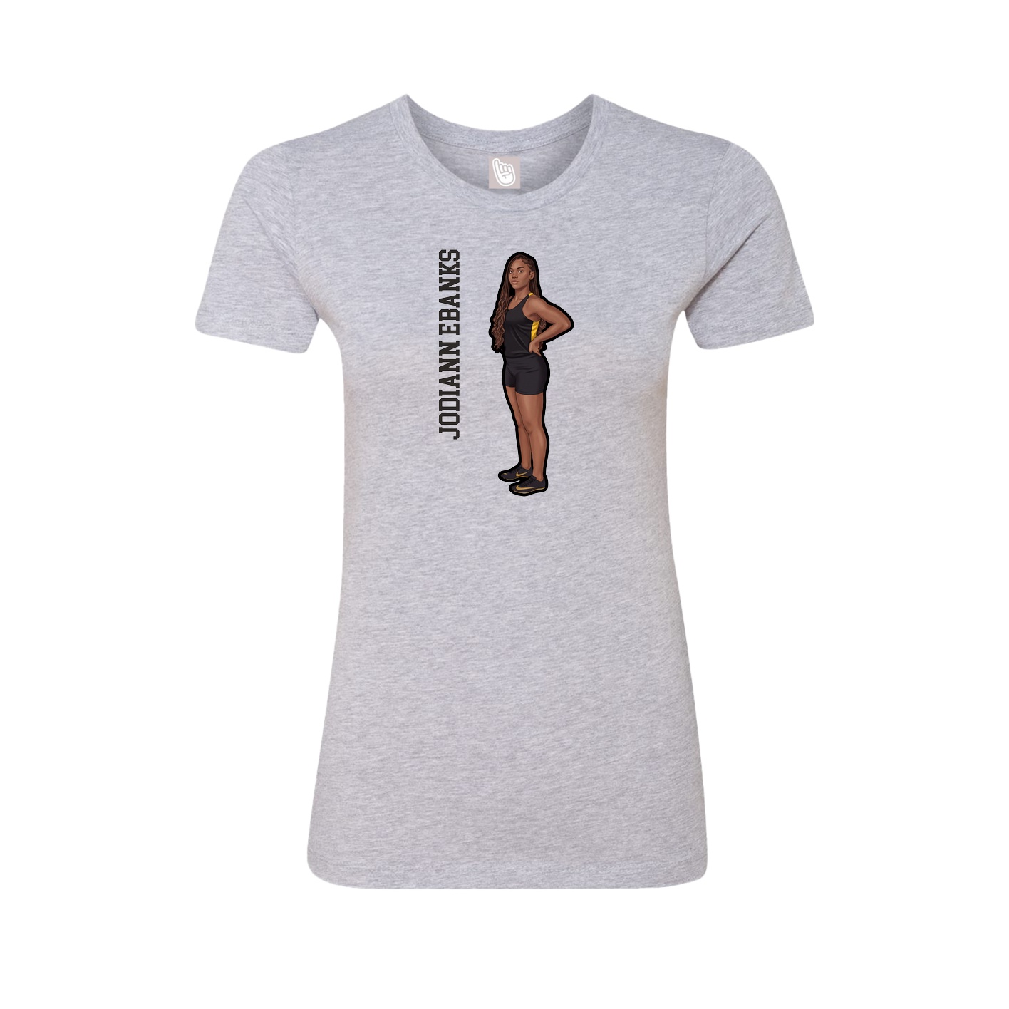 Fitted Women's Tee — Name Vertical in Grey