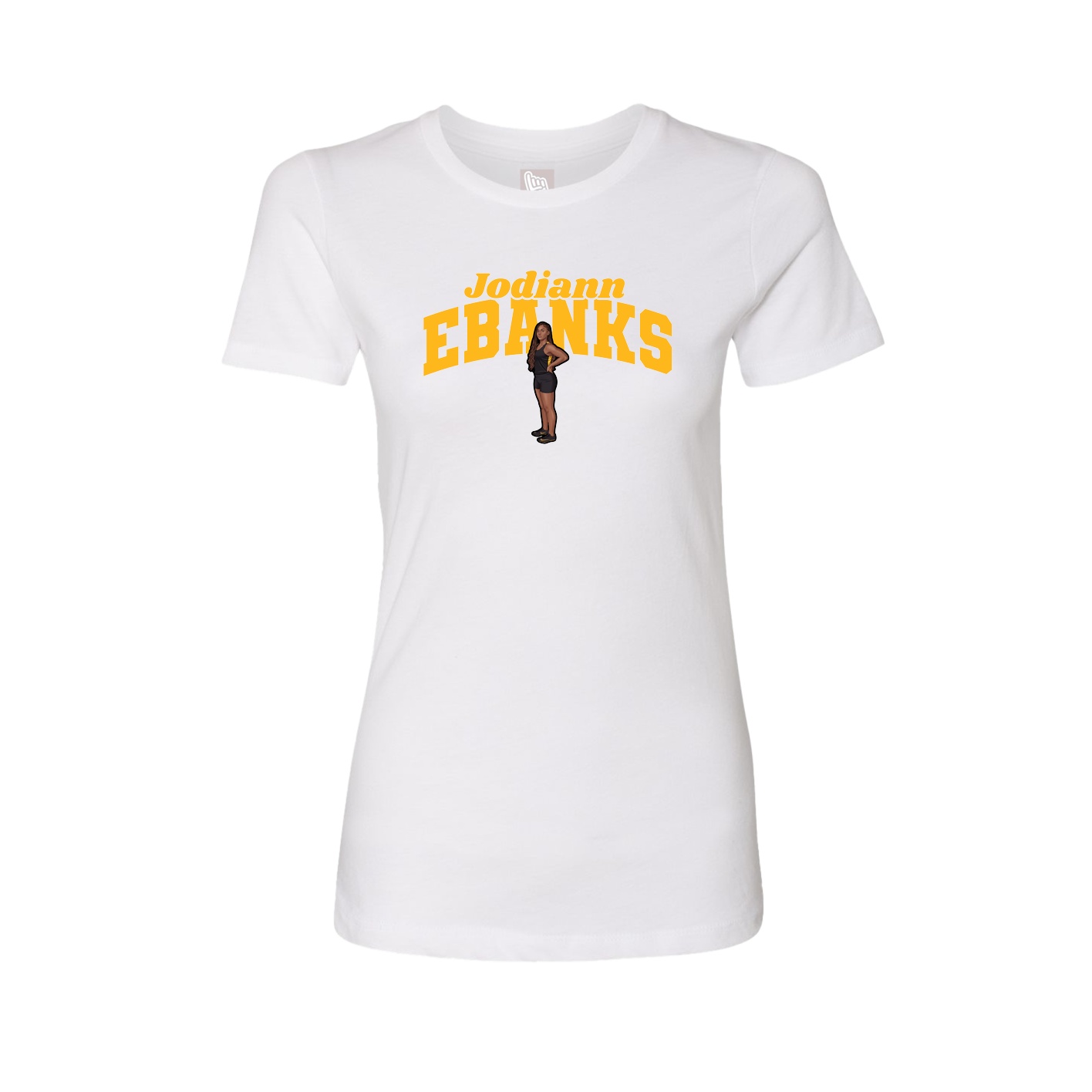 Fitted Women's Tee — Signature Arch in White