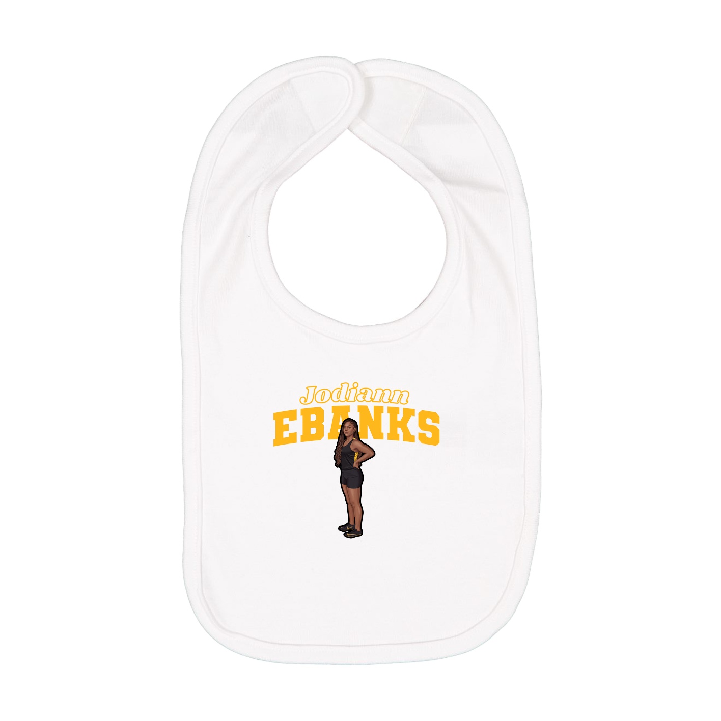 Infant Bib — Name Arch in White