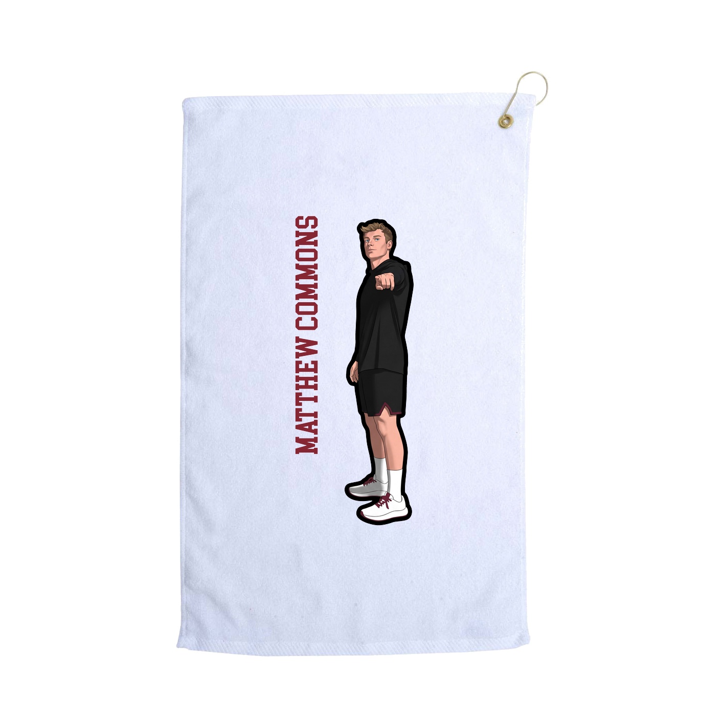 Golf Towel — Name Vertical in White