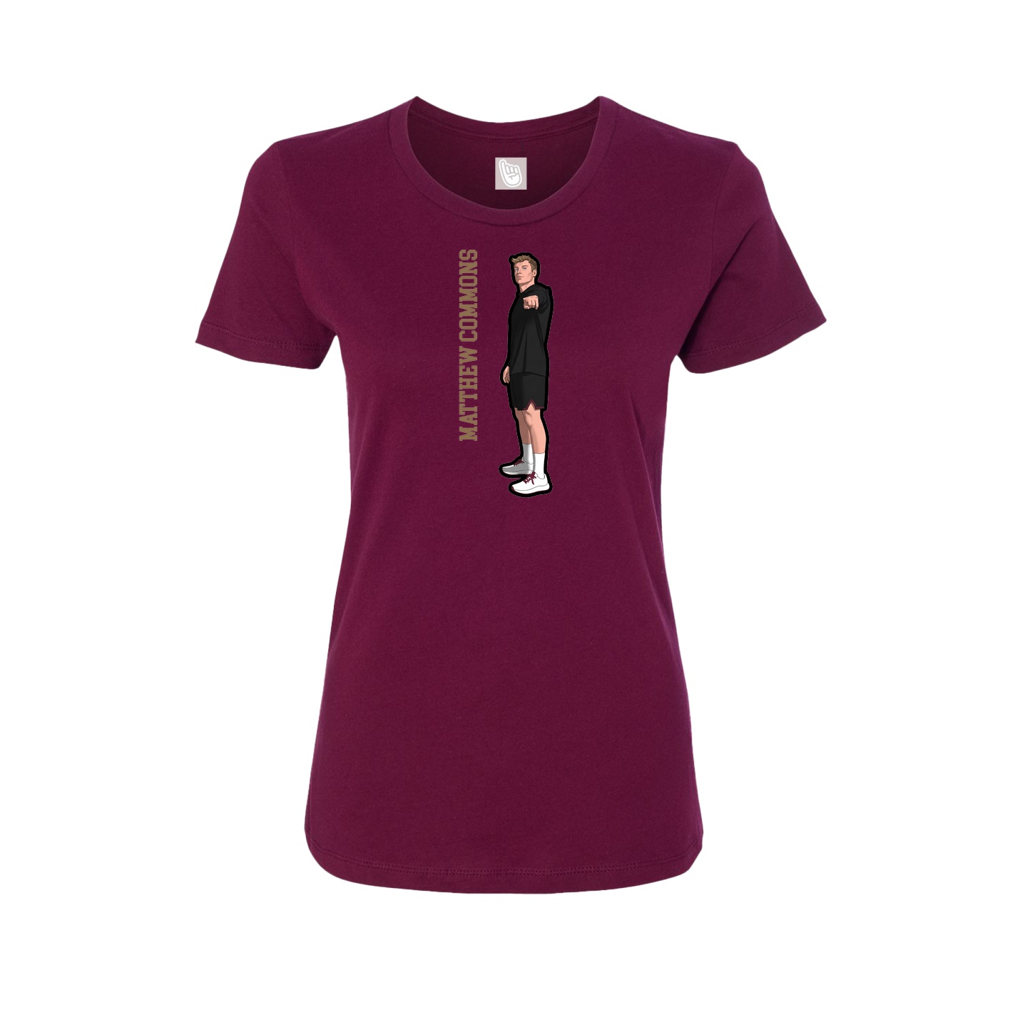 Fitted Women's Tee — Name Vertical in Maroon