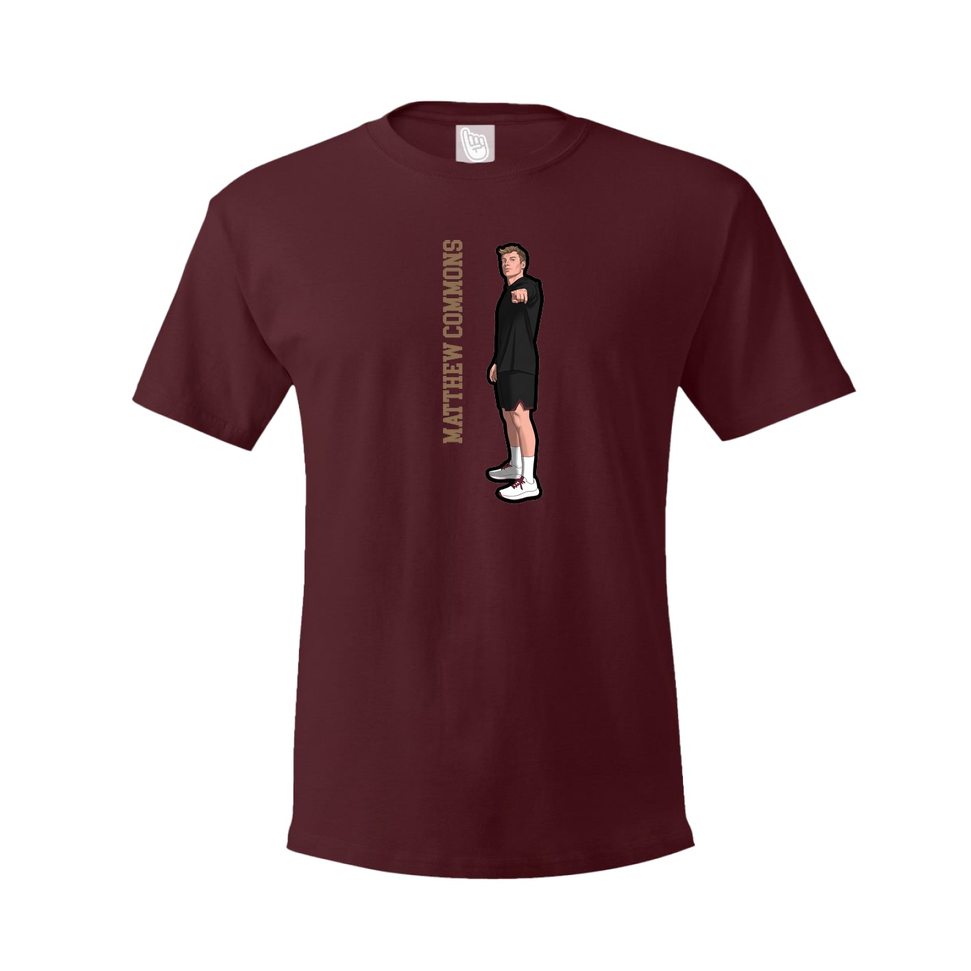 Youth Tee — Name Vertical in Maroon