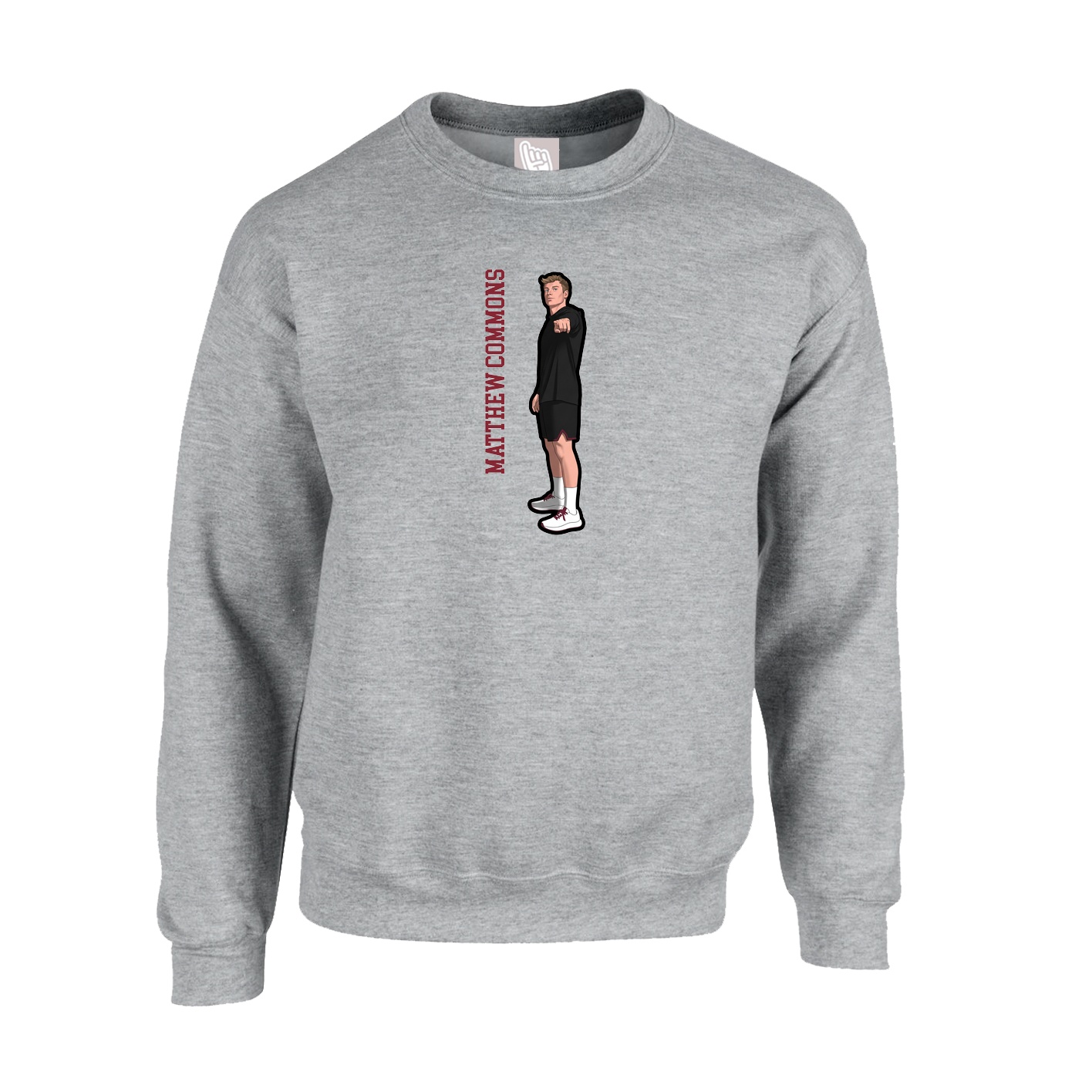 Fleece Crew — Name Vertical in Grey