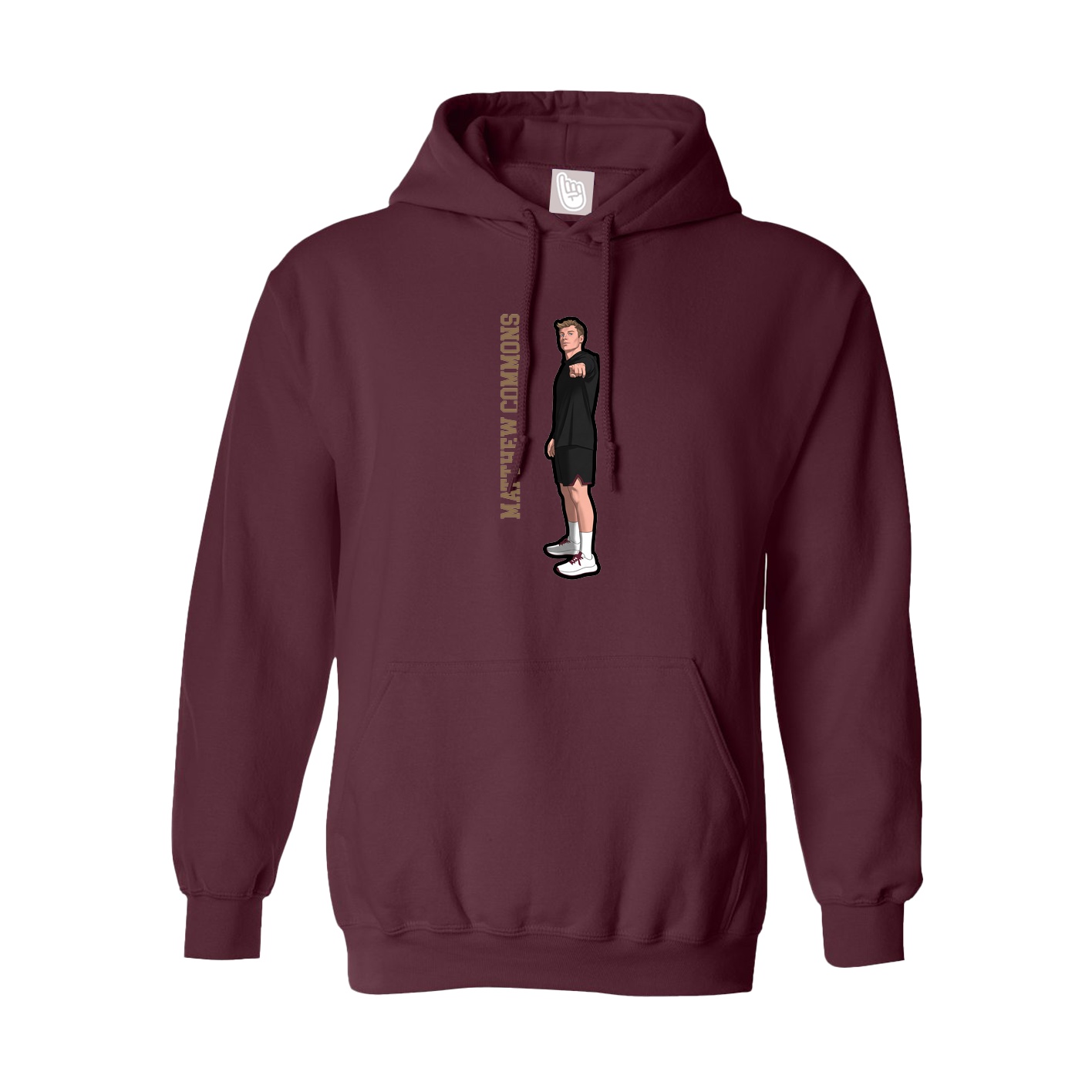 Youth Hoodie — Name Vertical in Maroon