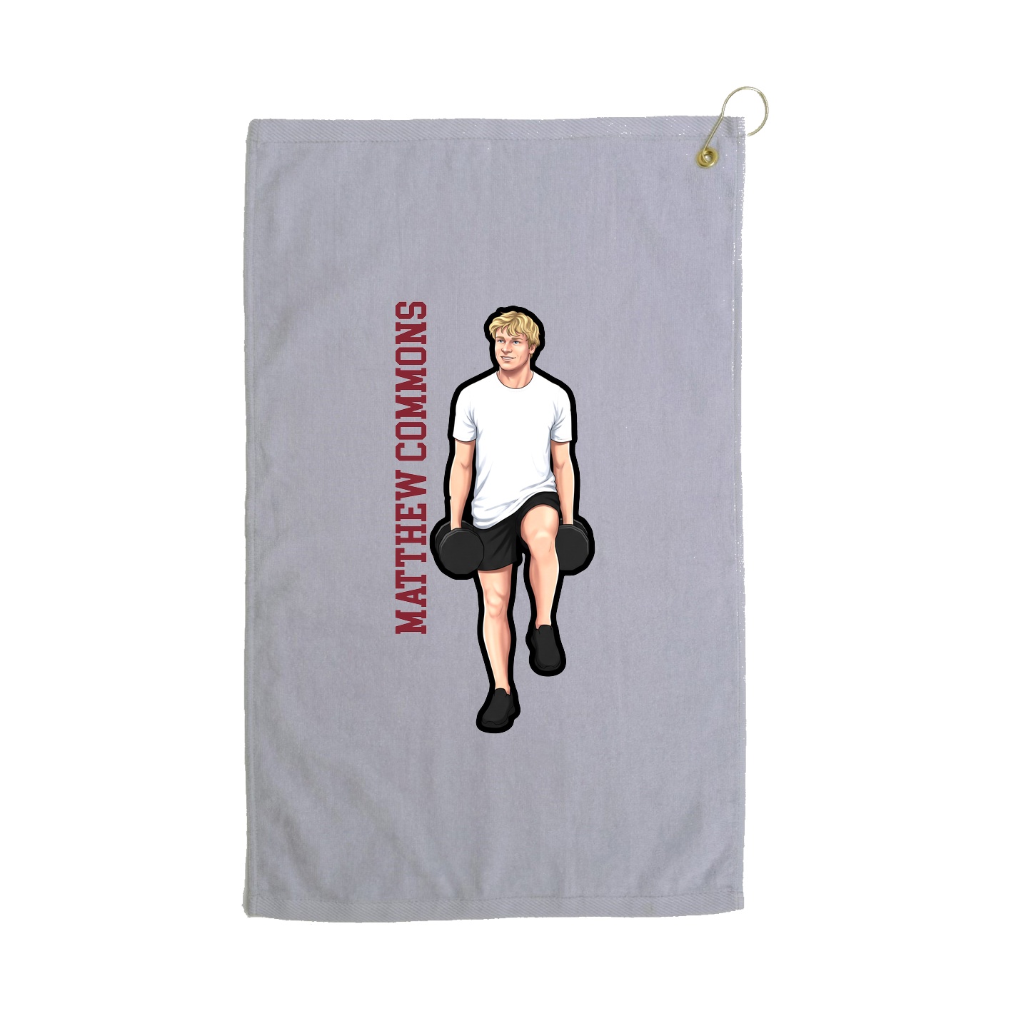 Golf Towel — Name Vertical in Grey