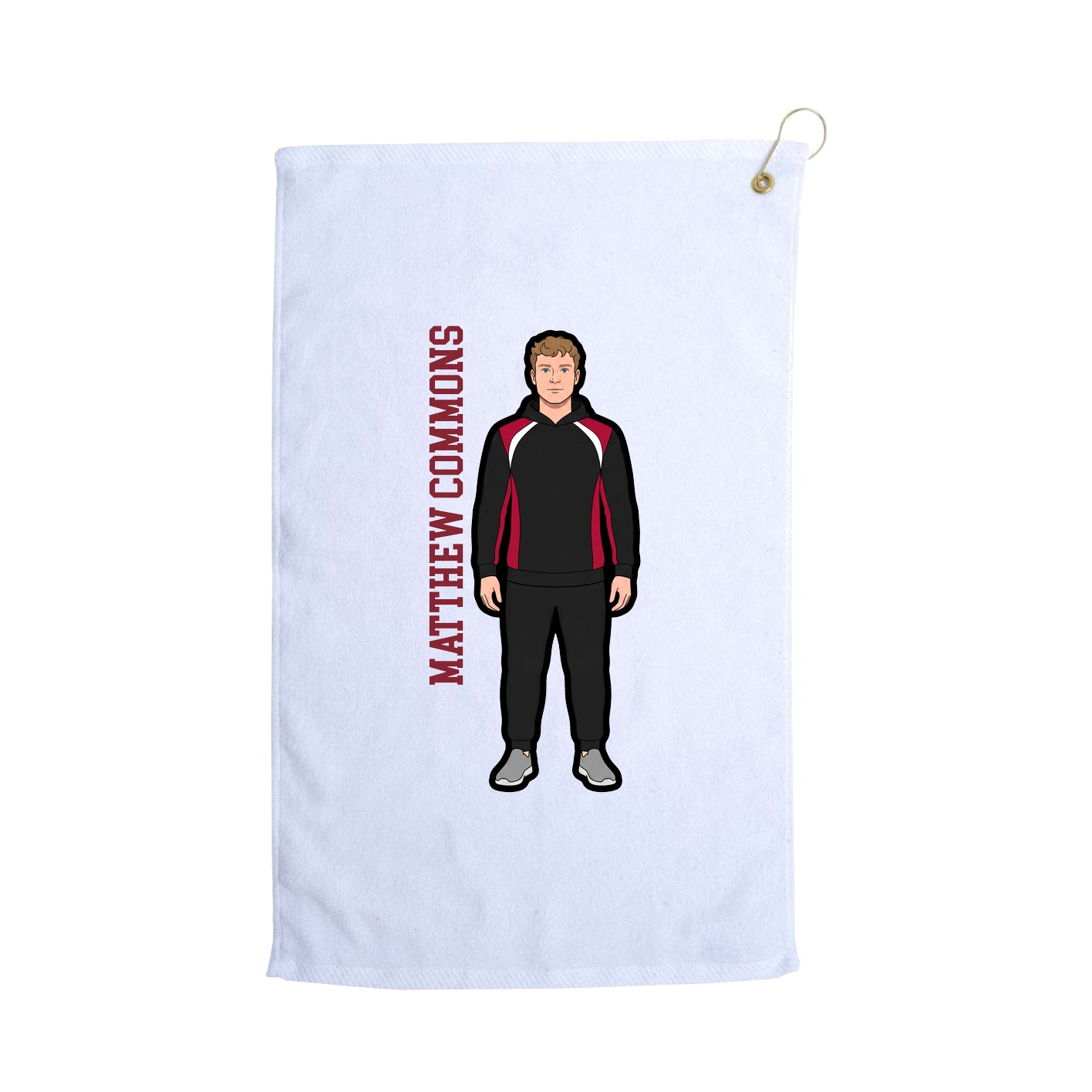 Golf Towel — Name Vertical in White