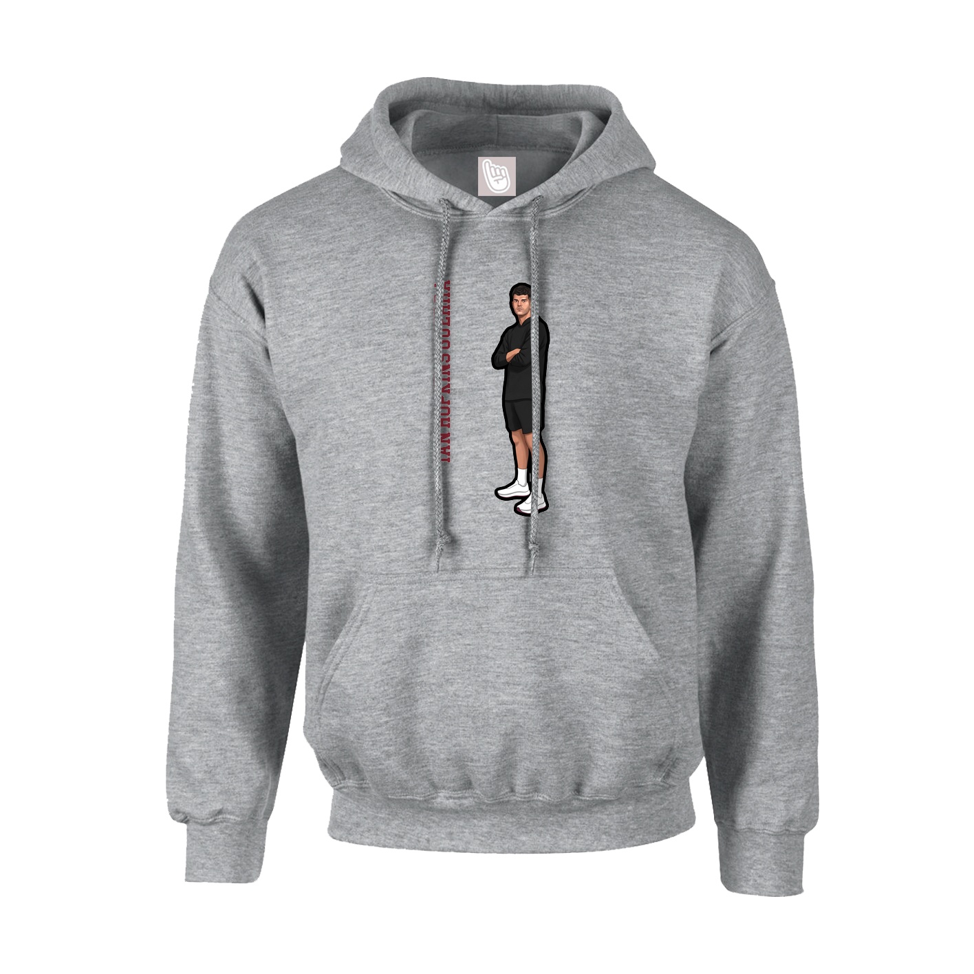Hoodie — Name Vertical in Grey