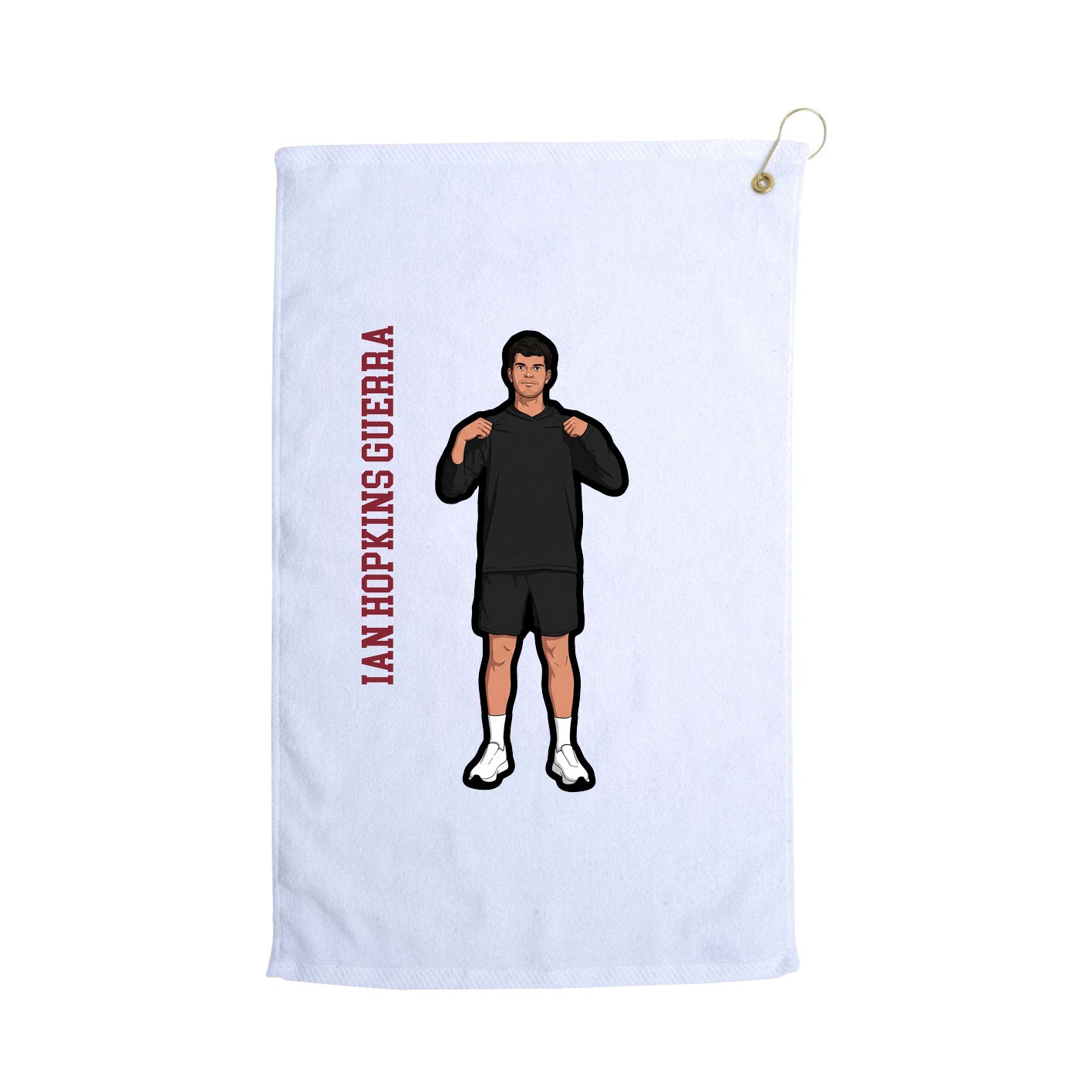 Golf Towel — Name Vertical in White