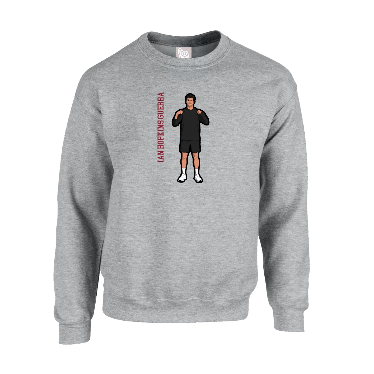 Fleece Crew — Name Vertical in Grey