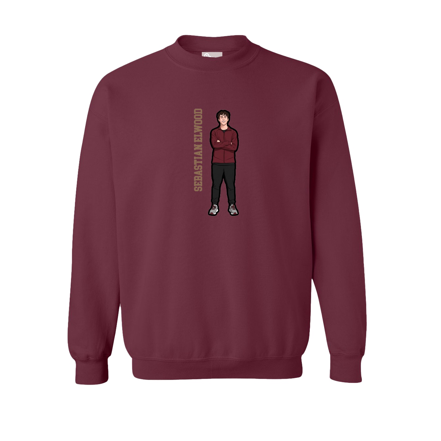 Fleece Crew — Name Vertical in Maroon