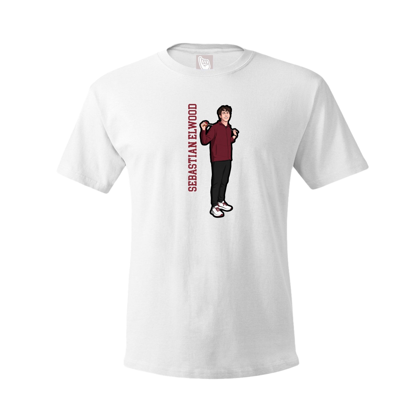 Youth Tee — Name Vertical in White