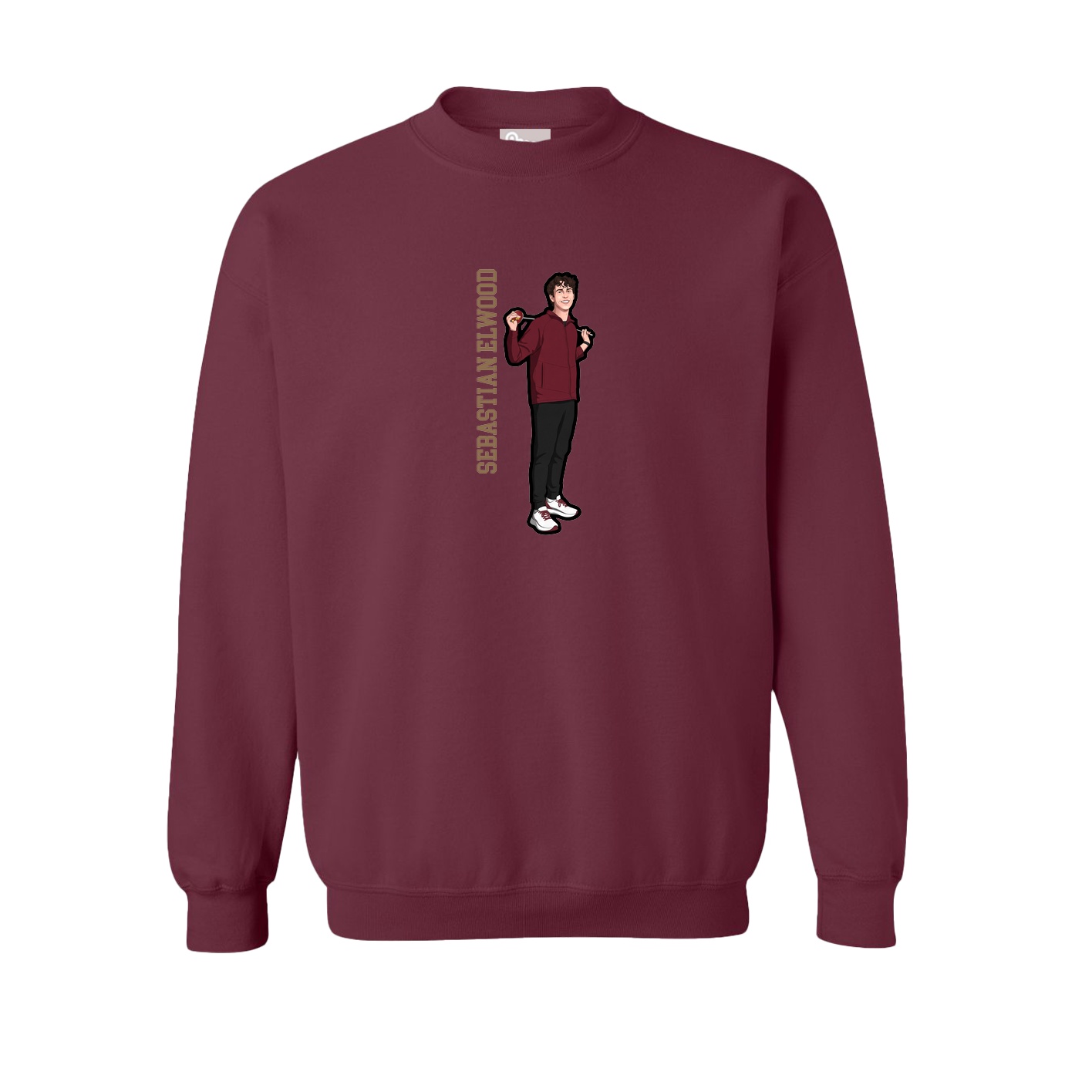 Fleece Crew — Name Vertical in Maroon