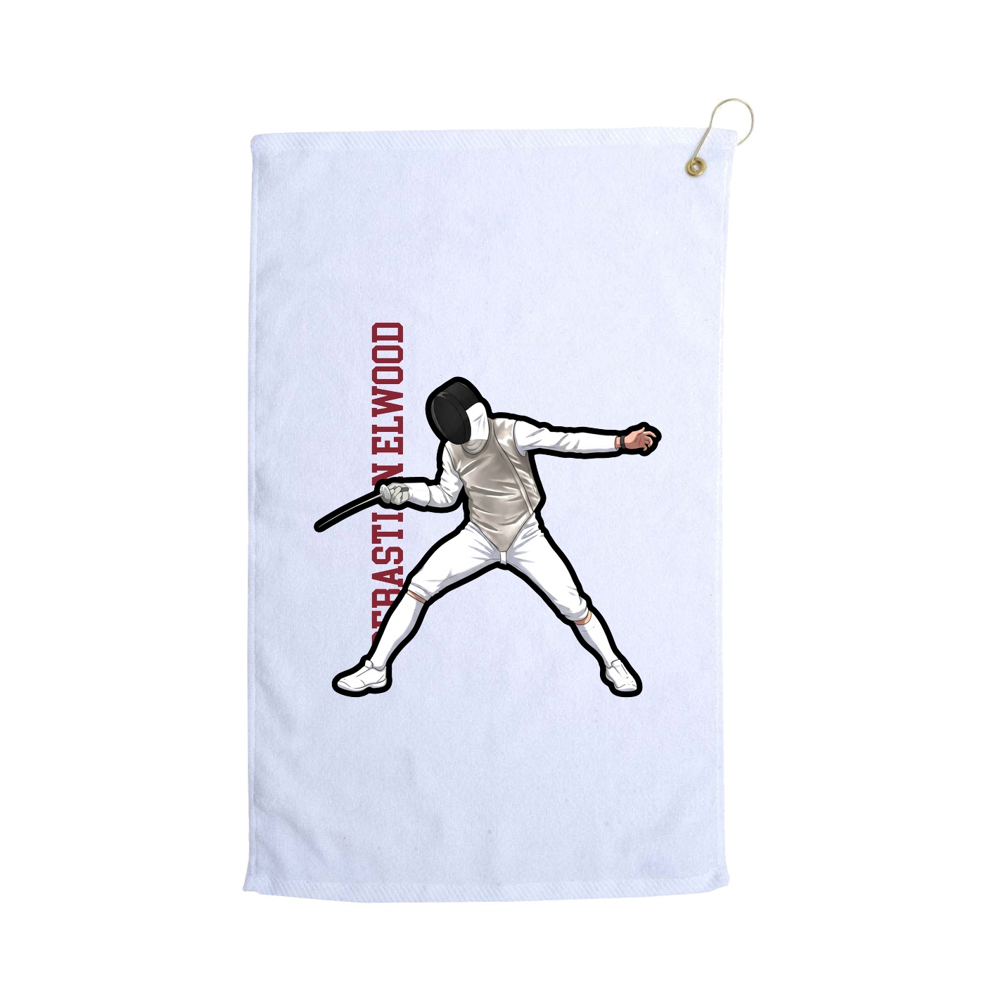 Golf Towel — Name Vertical in White