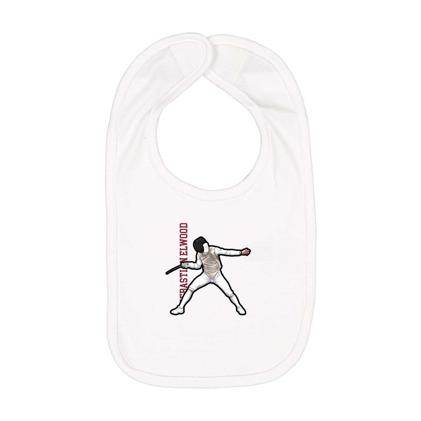 Infant Bib — Name Vertical in White