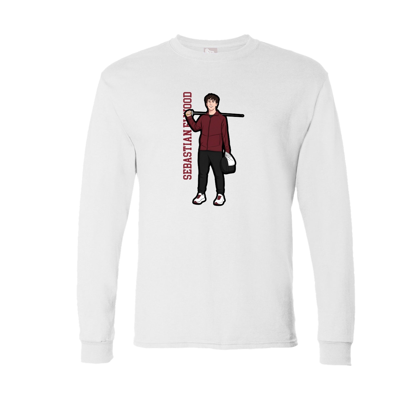 Long Sleeve Tee — Name Vertical in White