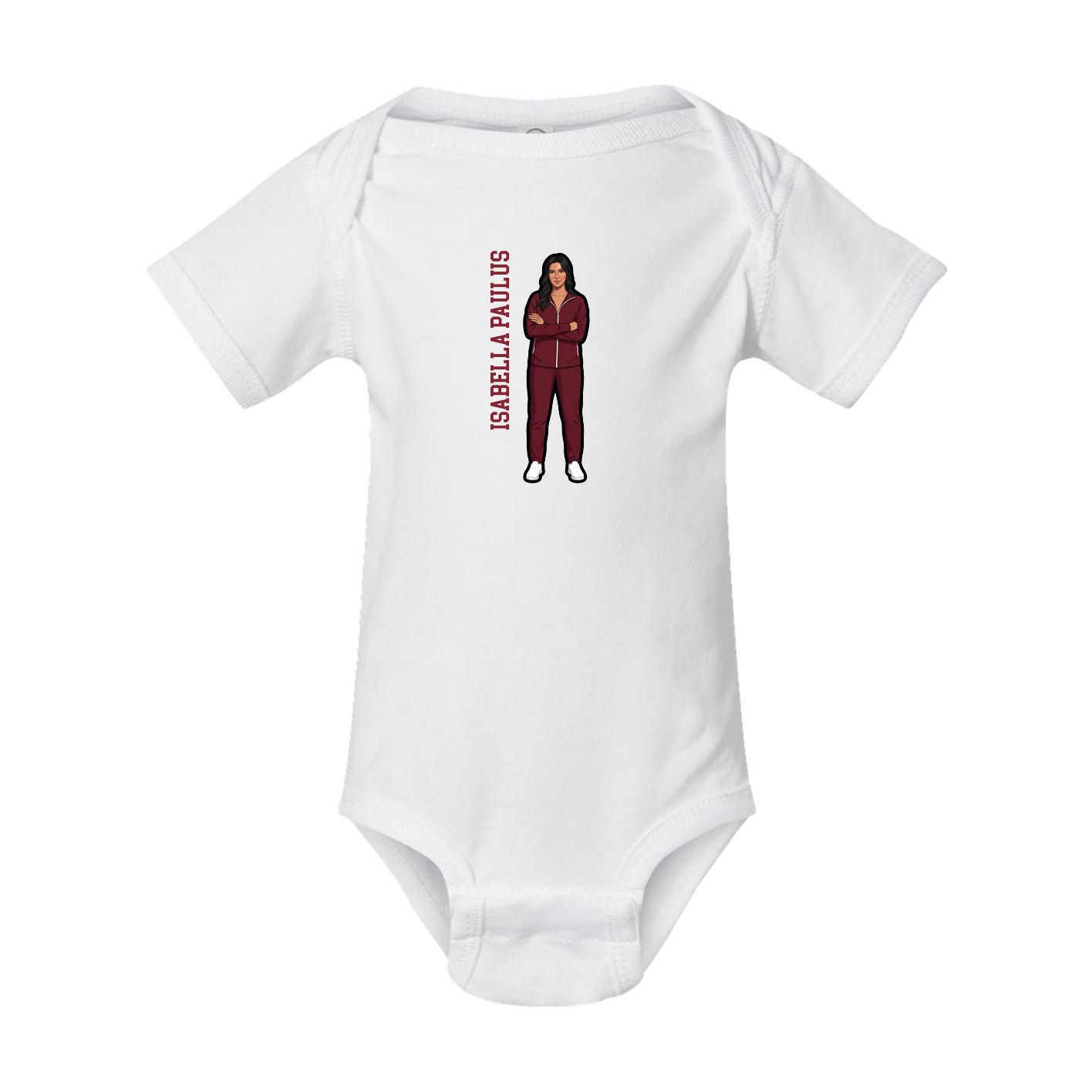 Baby Onesie — Name Vertical in White