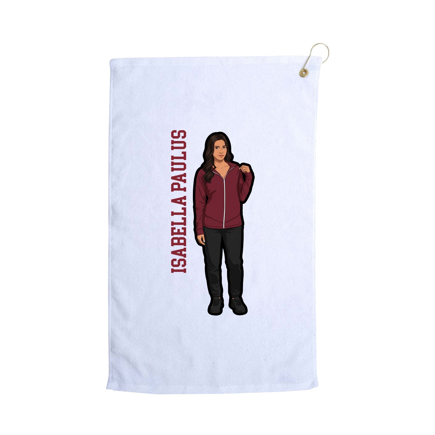 Golf Towel — Name Vertical in White