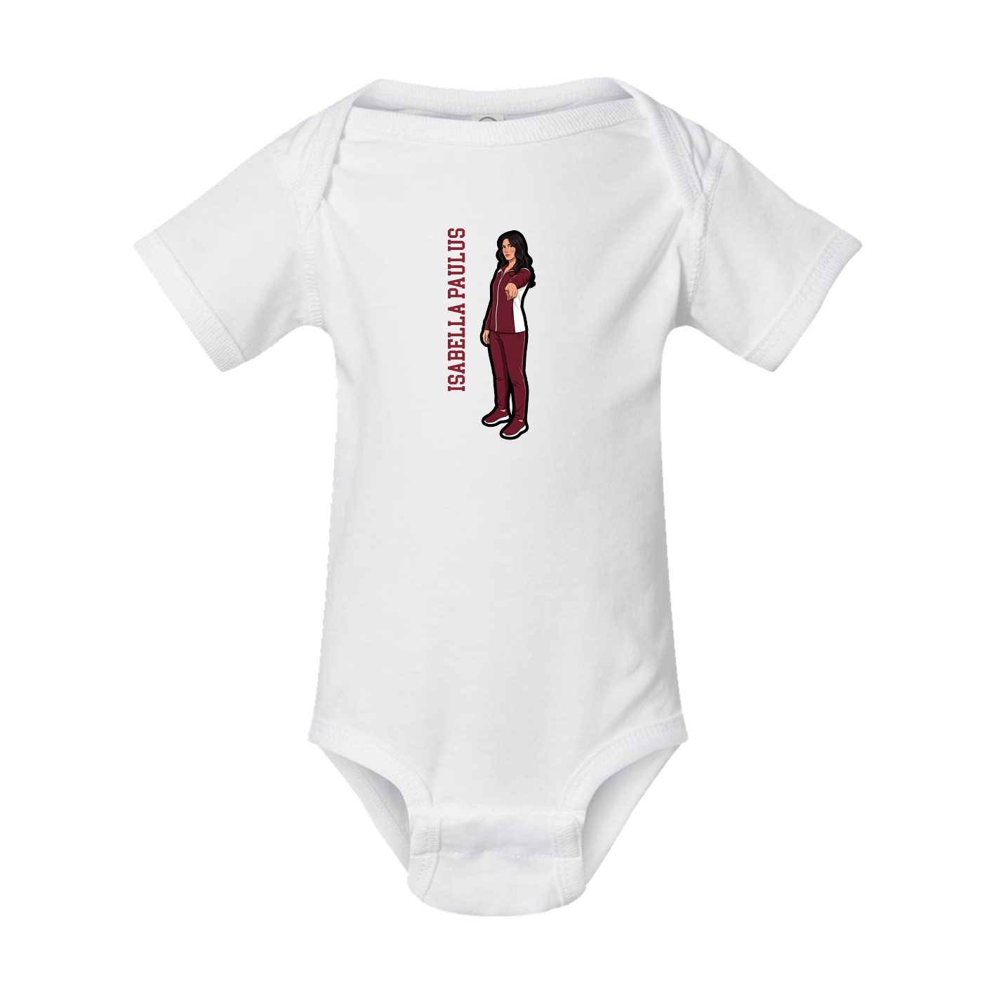 Baby Onesie — Name Vertical in White