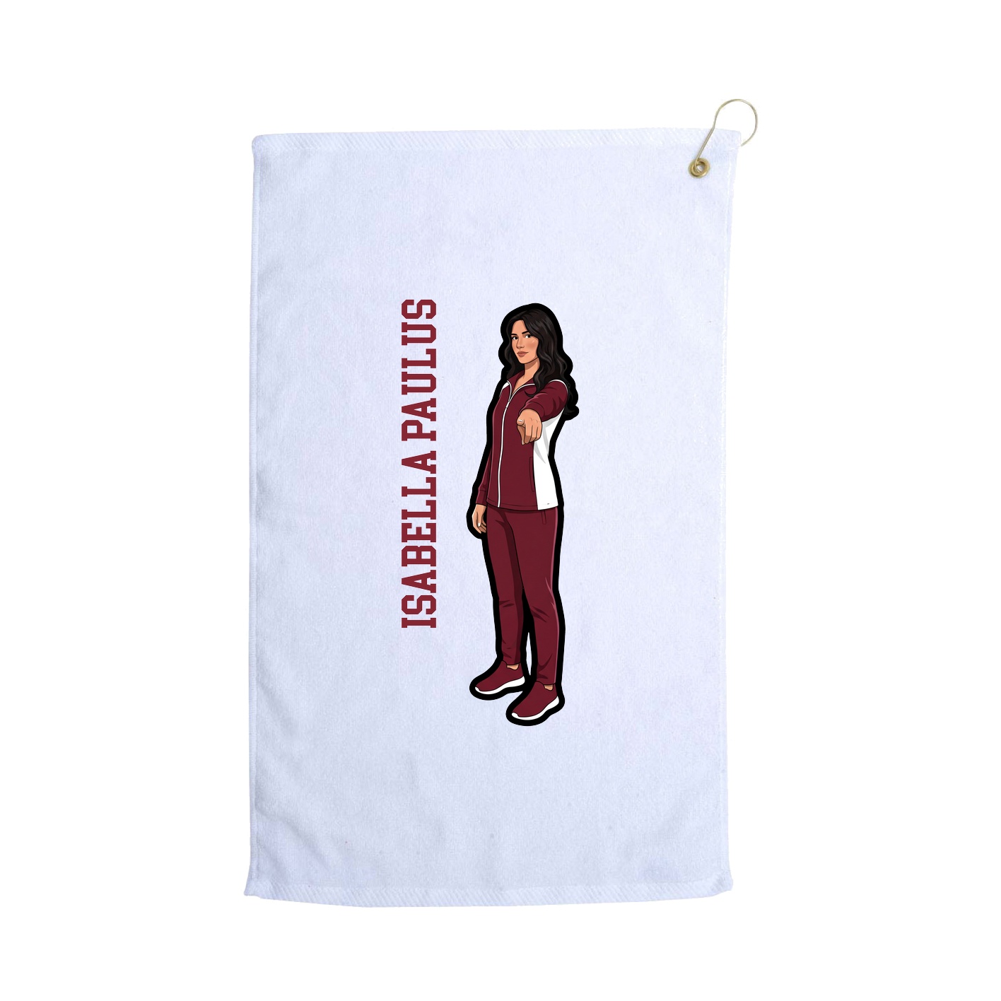 Golf Towel — Name Vertical in White