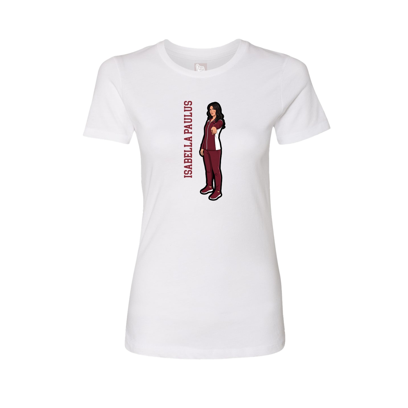 Fitted Women's Tee — Name Vertical in White