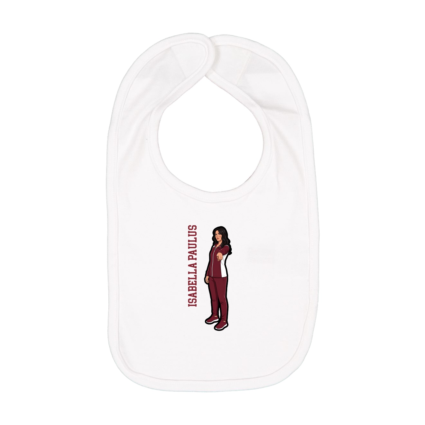 Infant Bib — Name Vertical in White