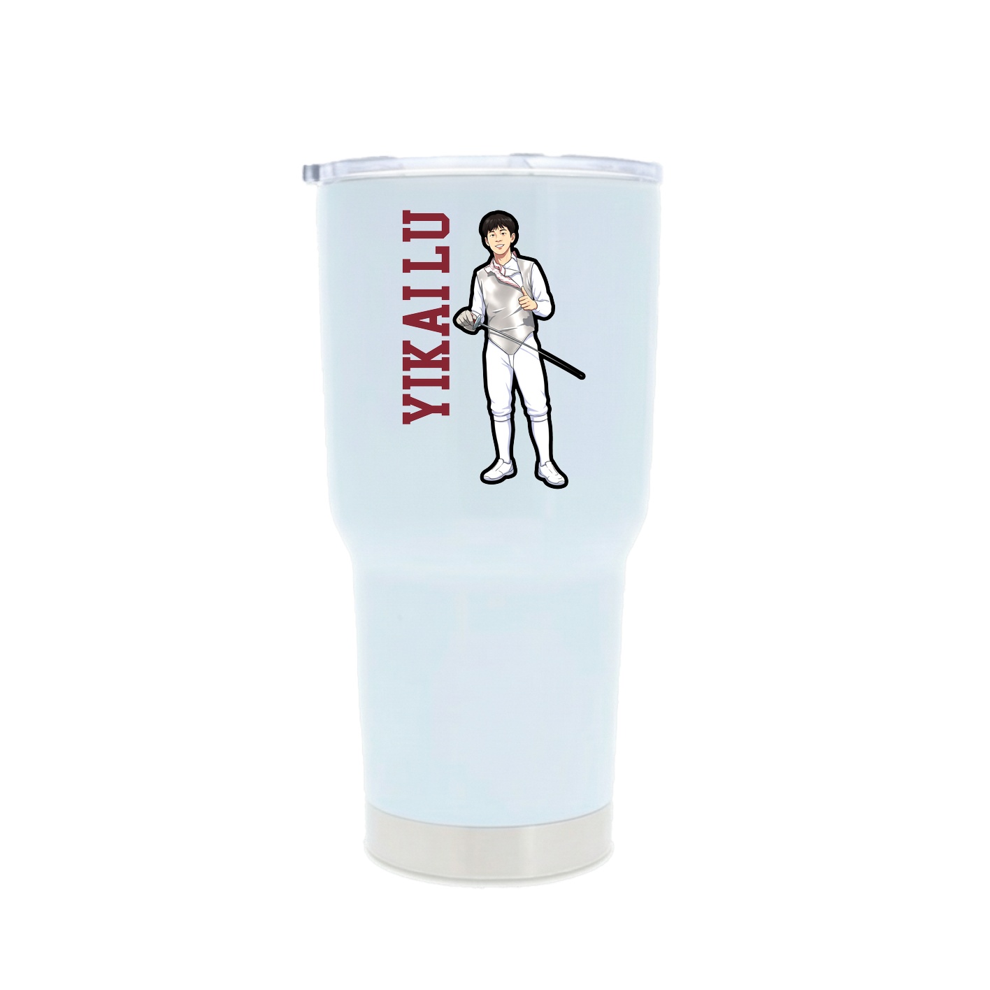 30oz Stainless Steel Tumbler — Name Vertical in White