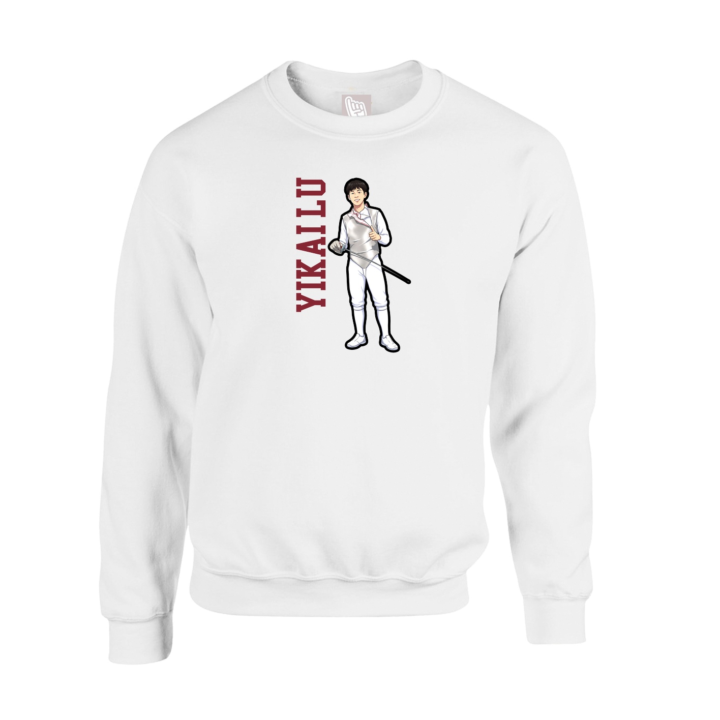 Fleece Crew — Name Vertical in White