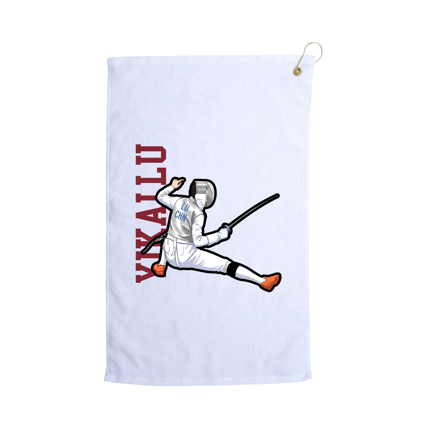 Golf Towel — Name Vertical in White
