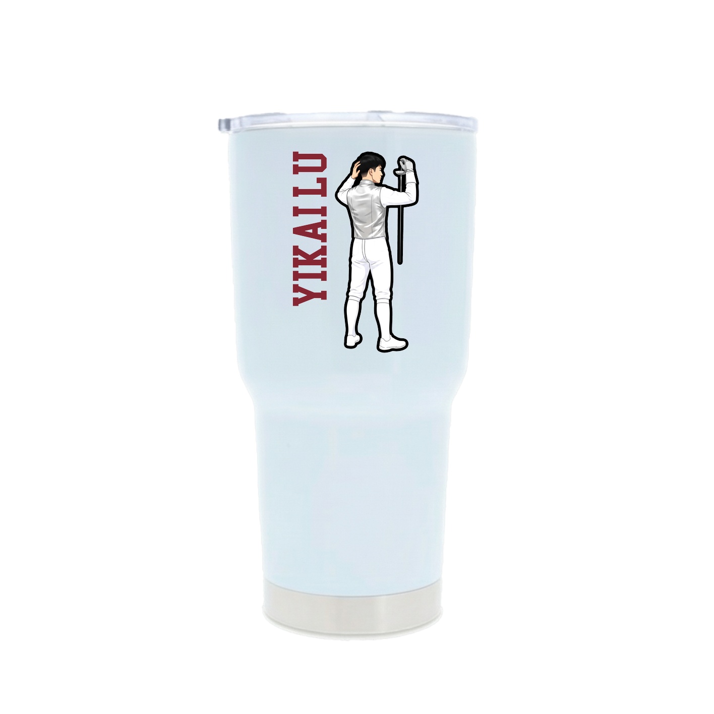 30oz Stainless Steel Tumbler — Name Vertical in White