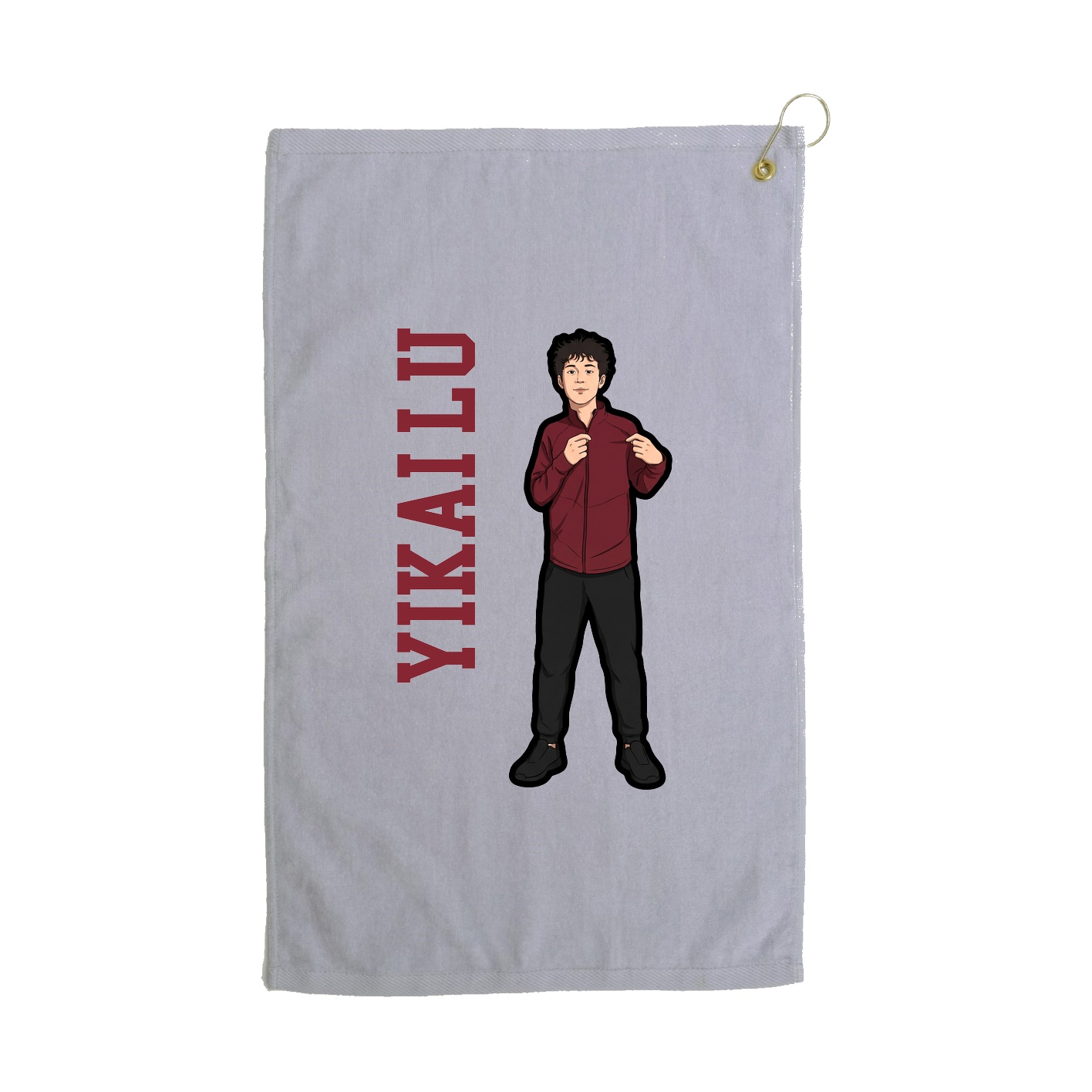 Golf Towel — Name Vertical in Grey
