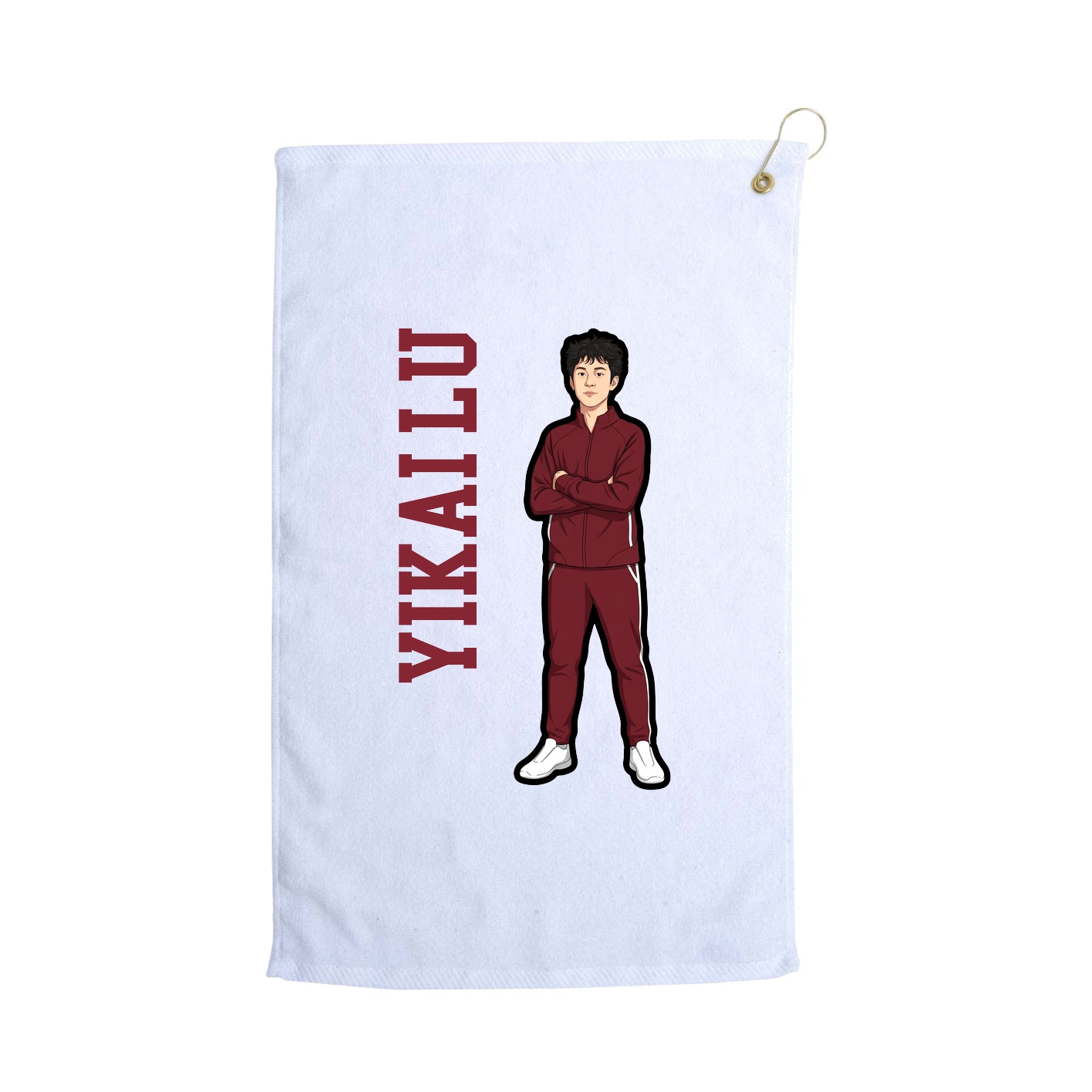 Golf Towel — Name Vertical in White