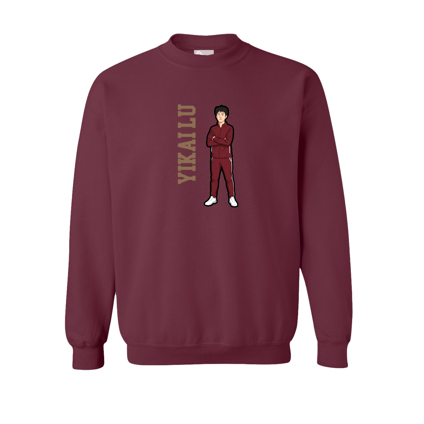 Fleece Crew — Name Vertical in Maroon