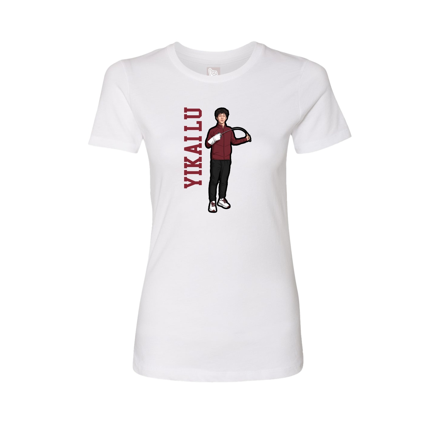 Womens Tee — Name Vertical in White