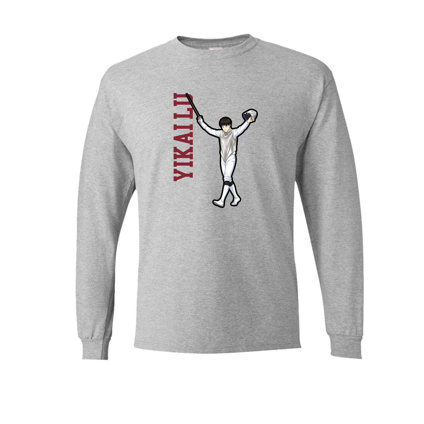 Long Sleeve Tee — Name Vertical in Grey