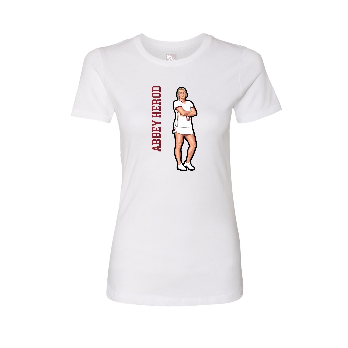 Fitted Women's Tee — Name Vertical in White