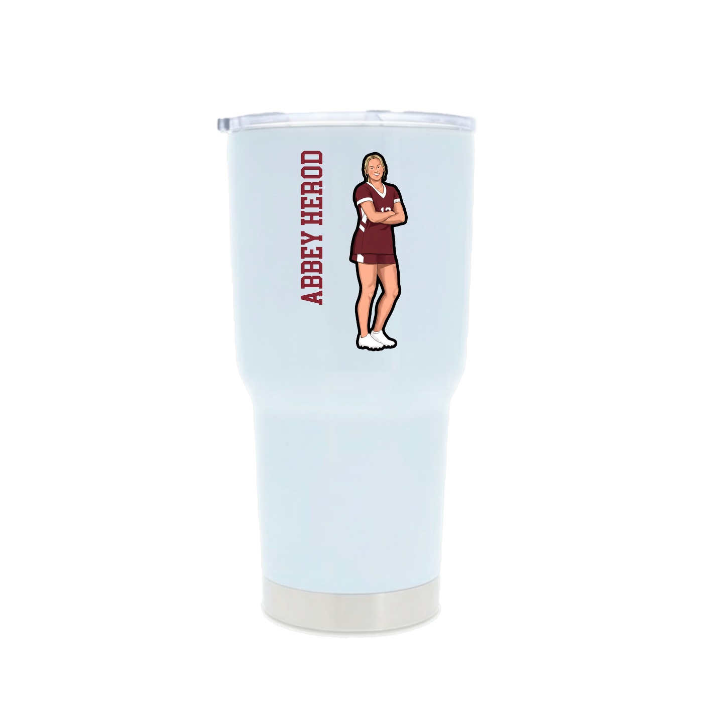 30oz Stainless Steel Tumbler — Name Vertical in White