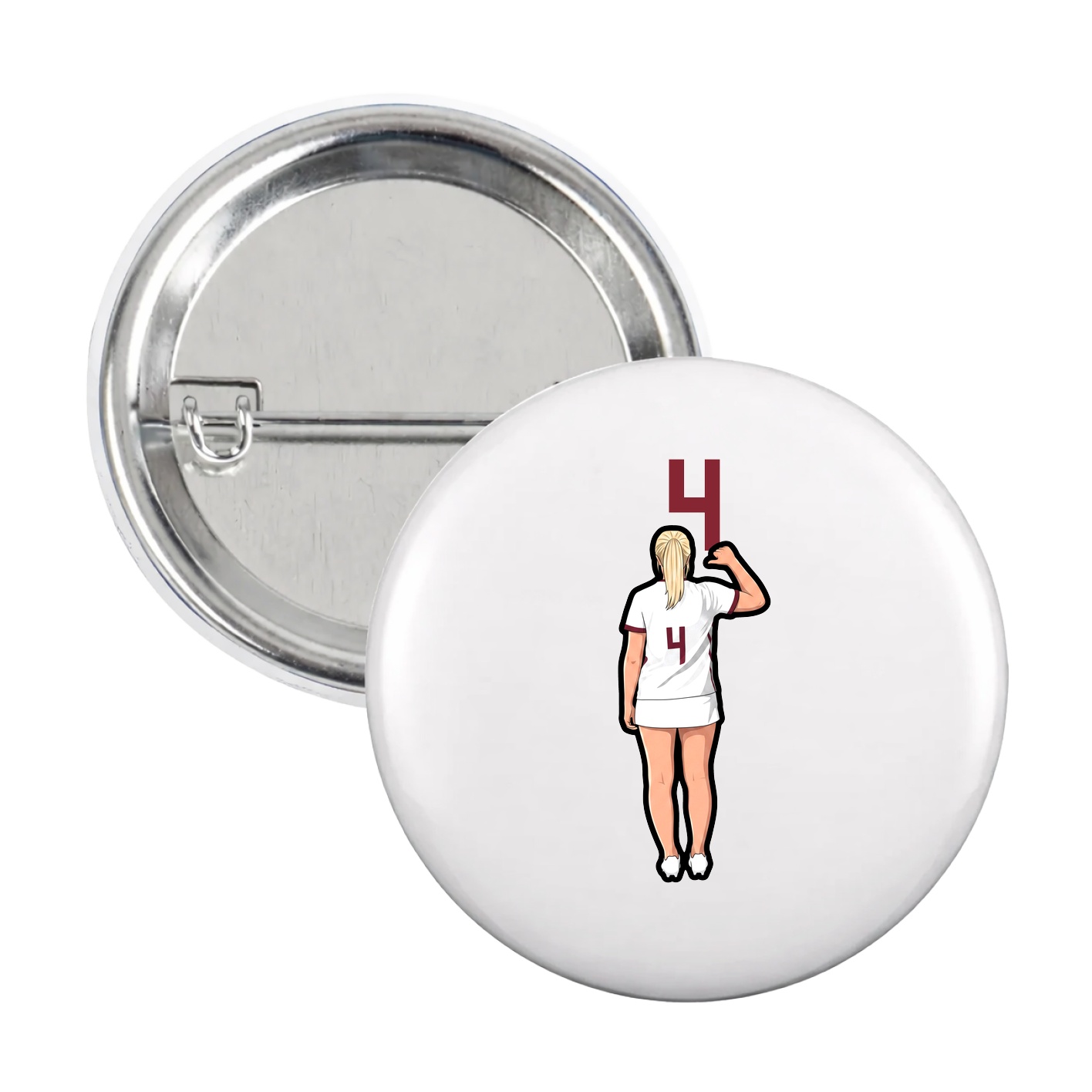 Game Day Button — Number Top in White