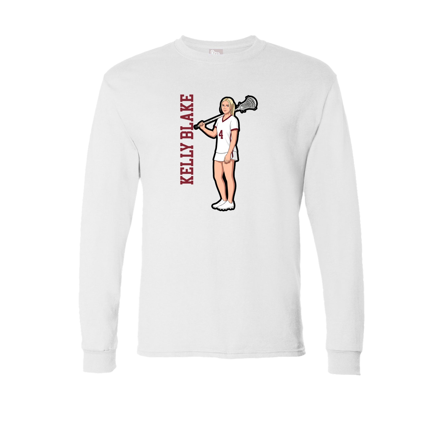 Long Sleeve Tee — Name Vertical in White