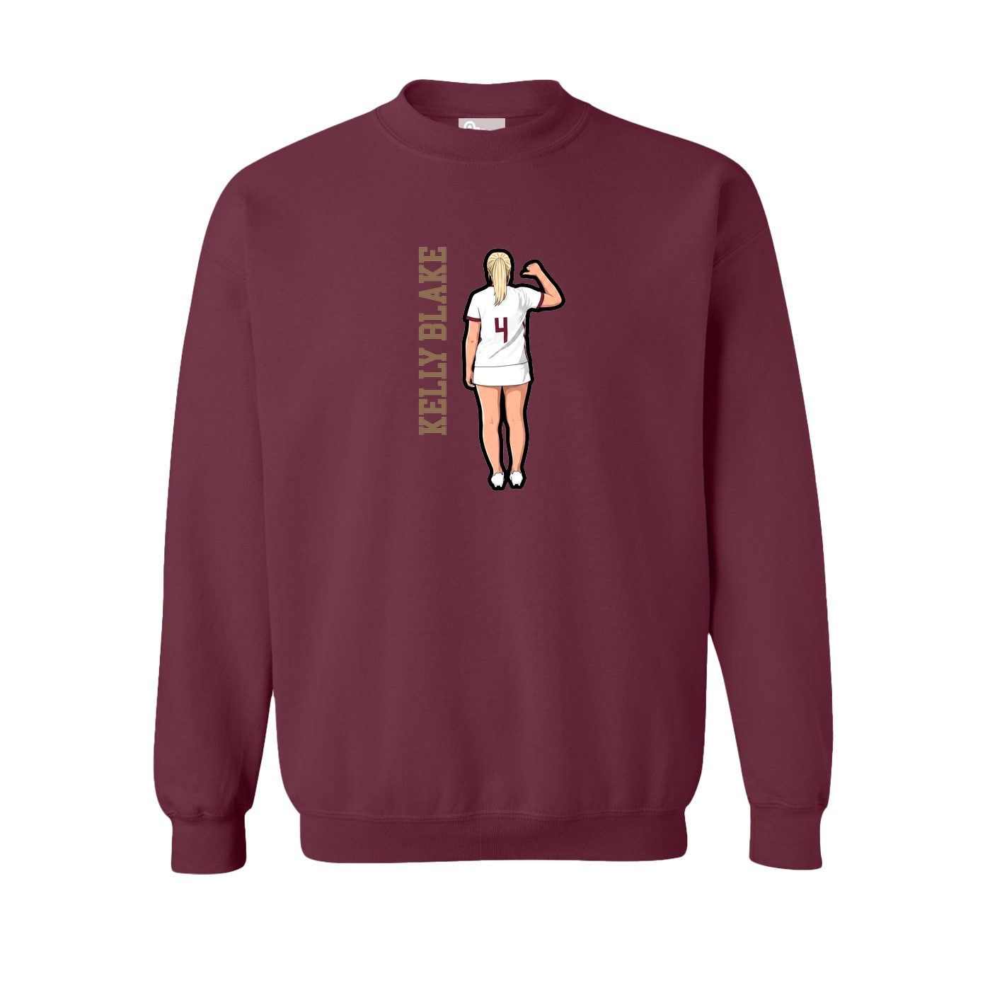 Fleece Crew — Name Vertical in Maroon