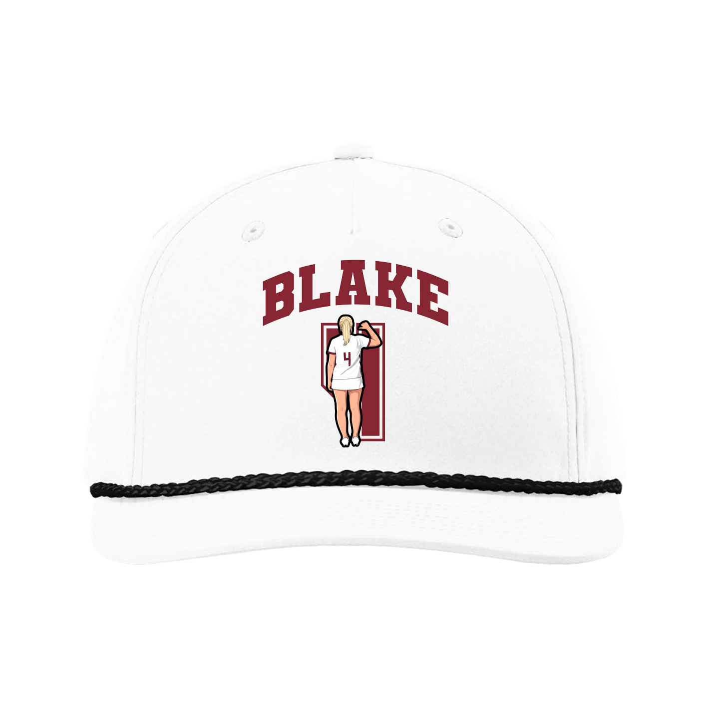 Five-Panel Classic Rope Cap — Number in White