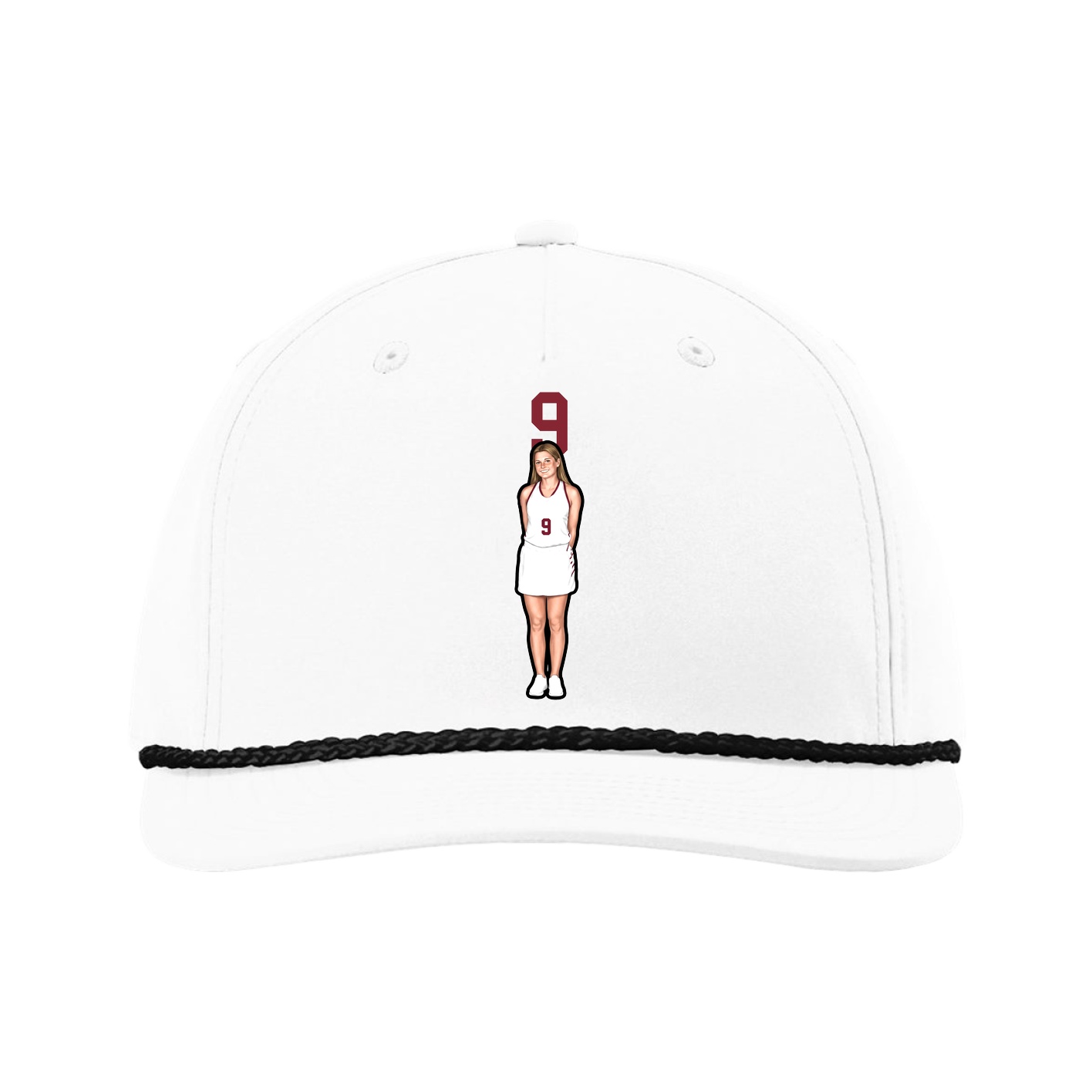 Five-Panel Classic Rope Cap — Number Top in White