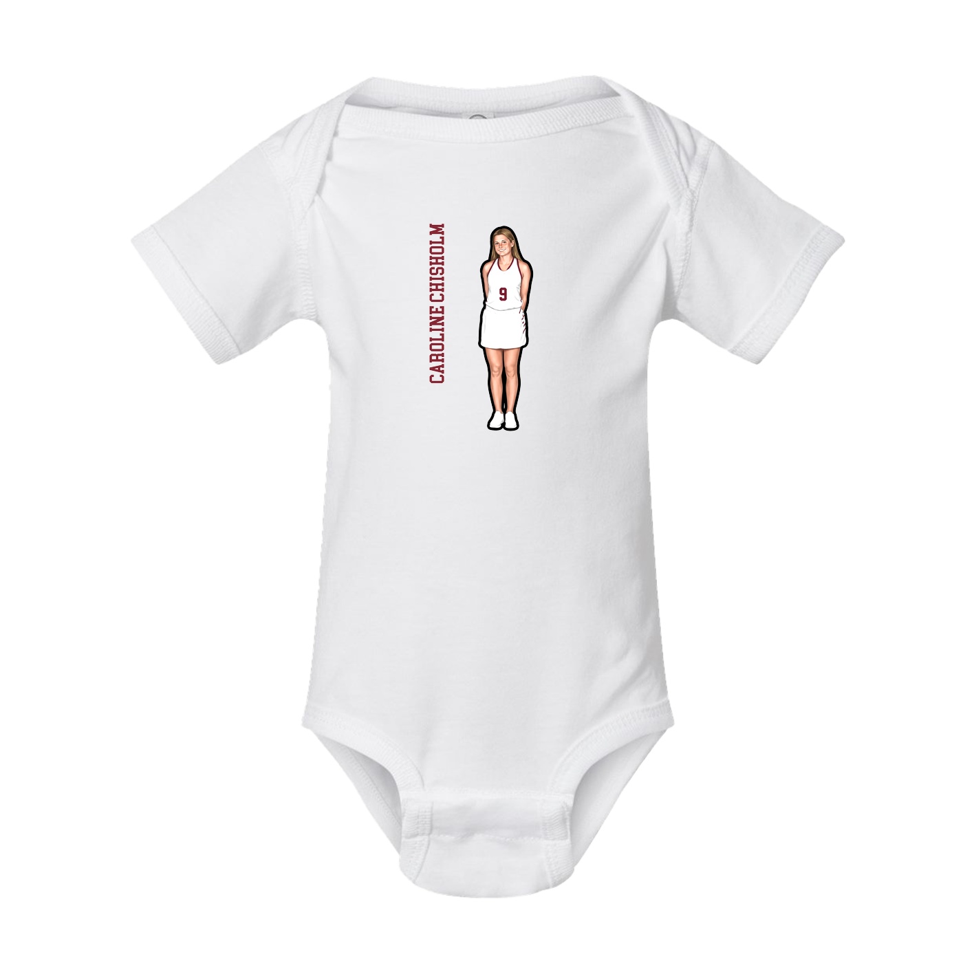 Baby Onesie — Name Vertical in White
