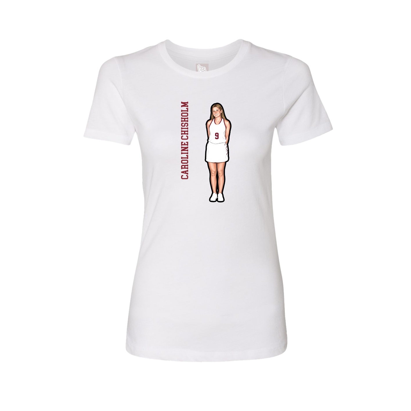 Fitted Women's Tee — Name Vertical in White