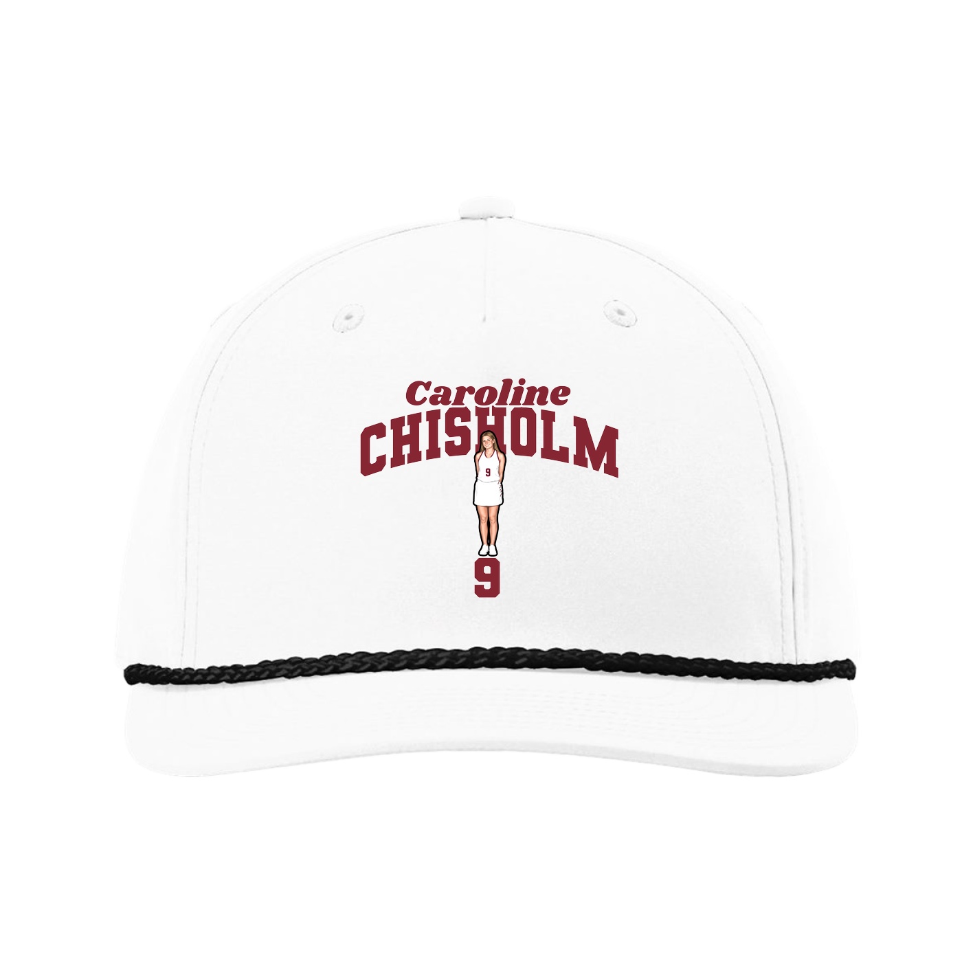 Five-Panel Classic Rope Cap — Signature Arch in White