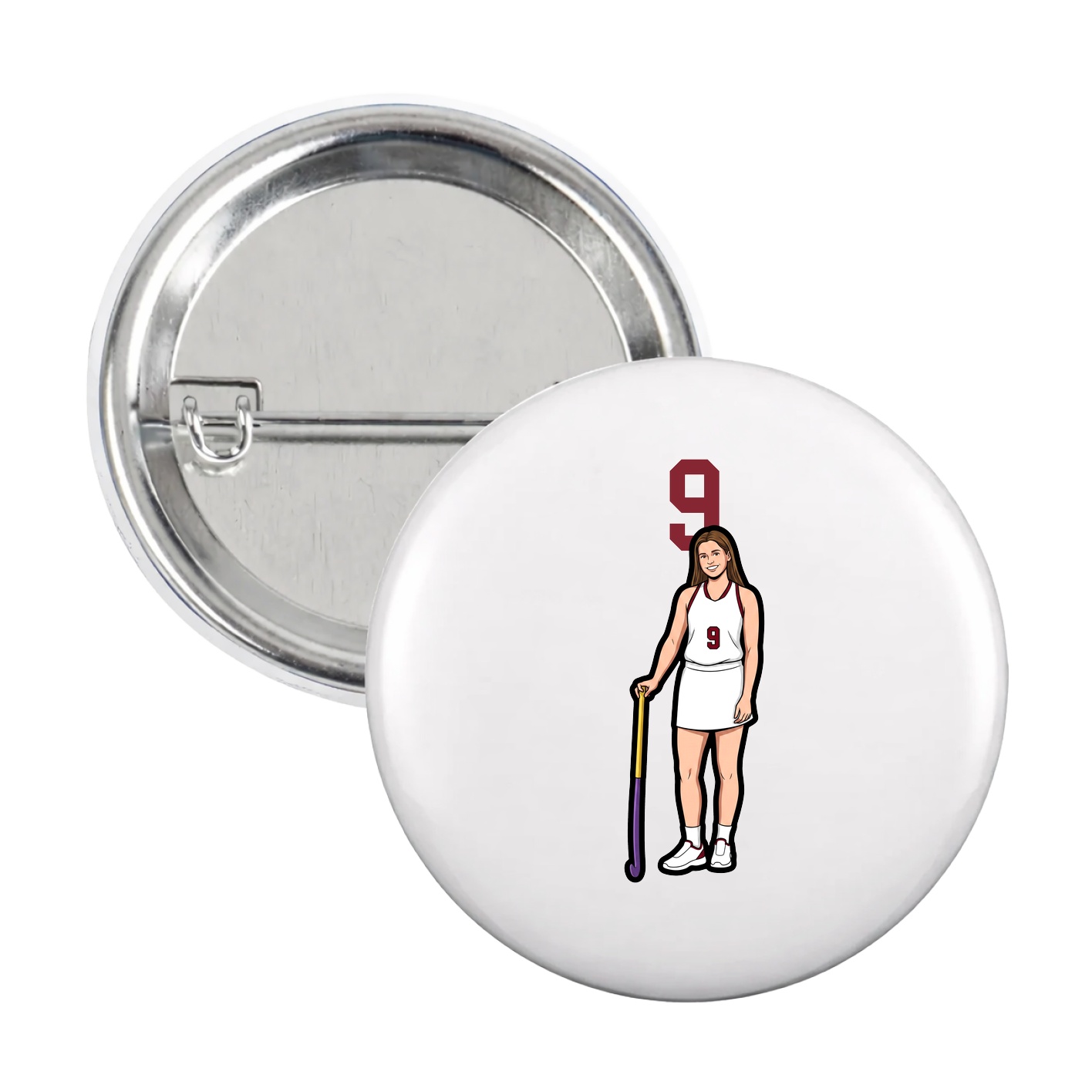 Game Day Button — Number Top in White