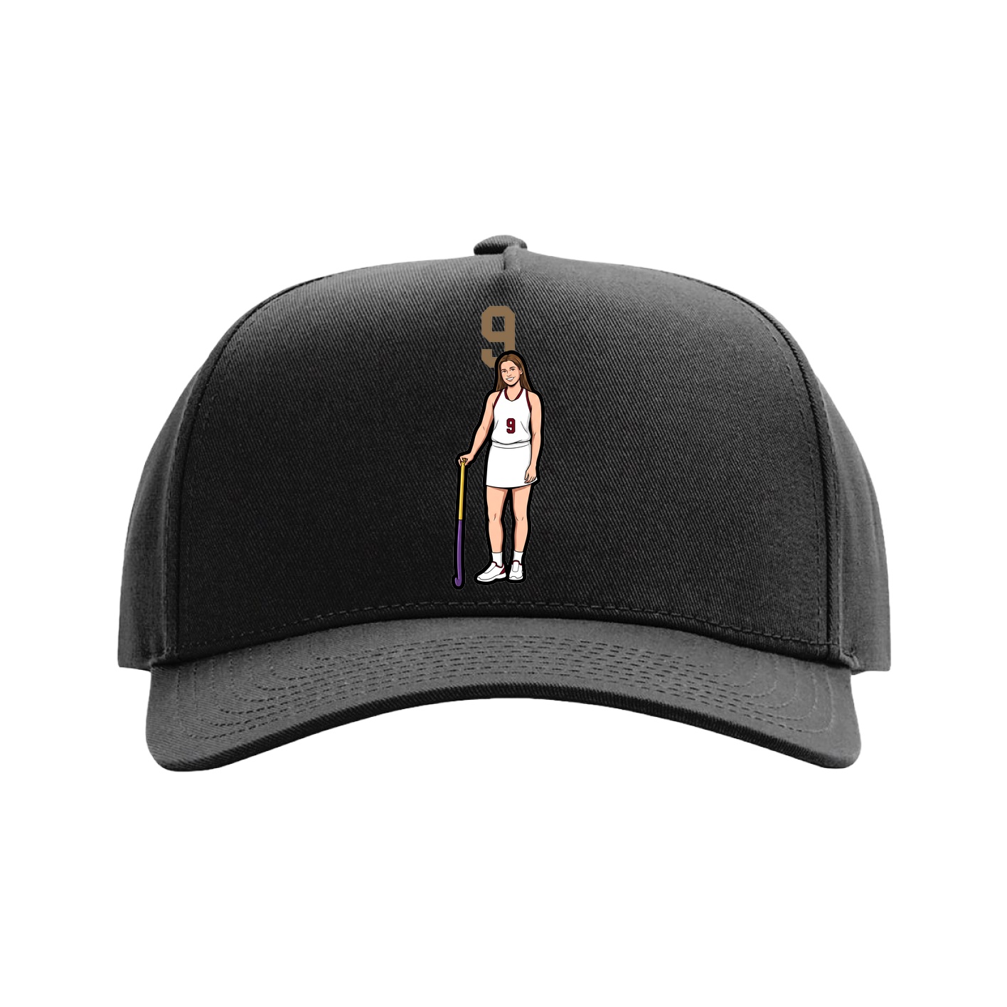Full Fabric Five-Panel Champ Cap — Number Top in Black