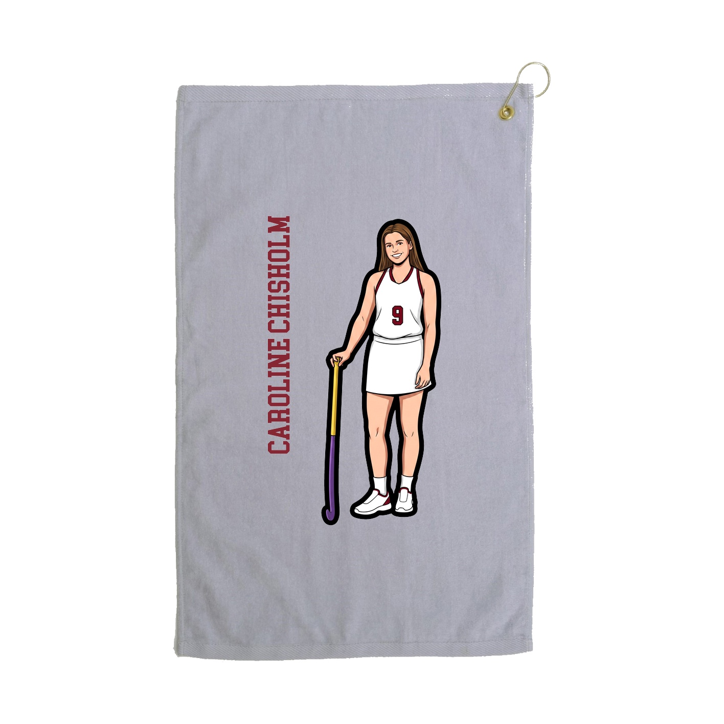 Golf Towel — Name Vertical in Grey