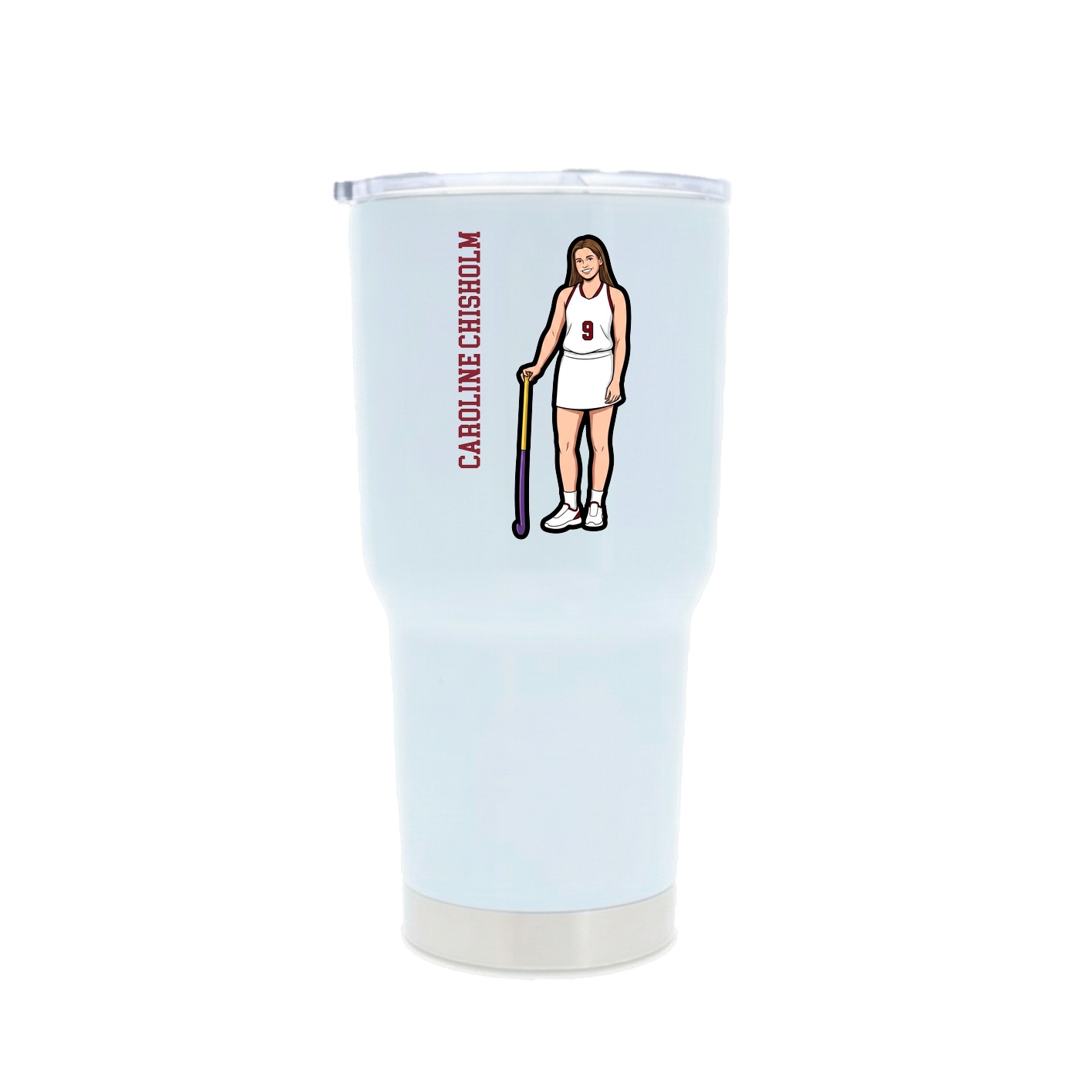 30oz Stainless Steel Tumbler — Name Vertical in White
