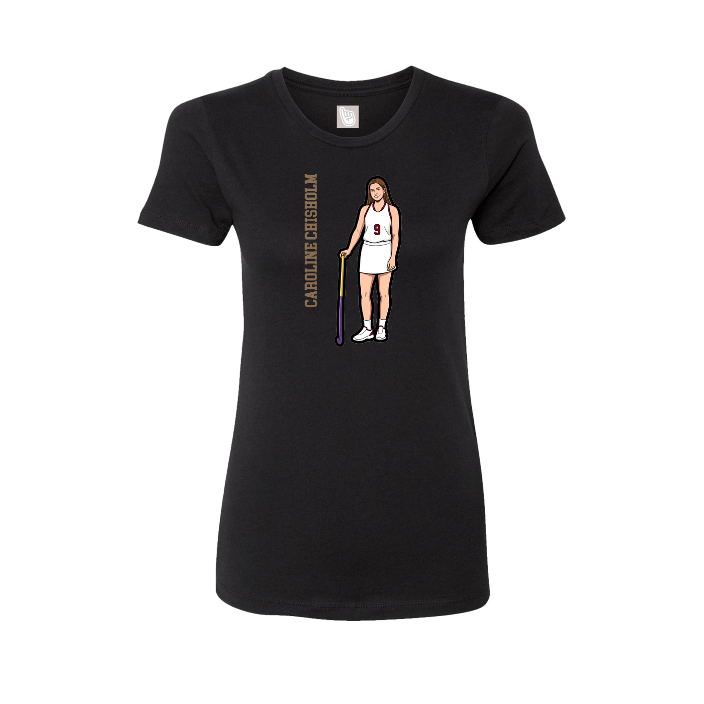 Fitted Women's Tee — Name Vertical in Black